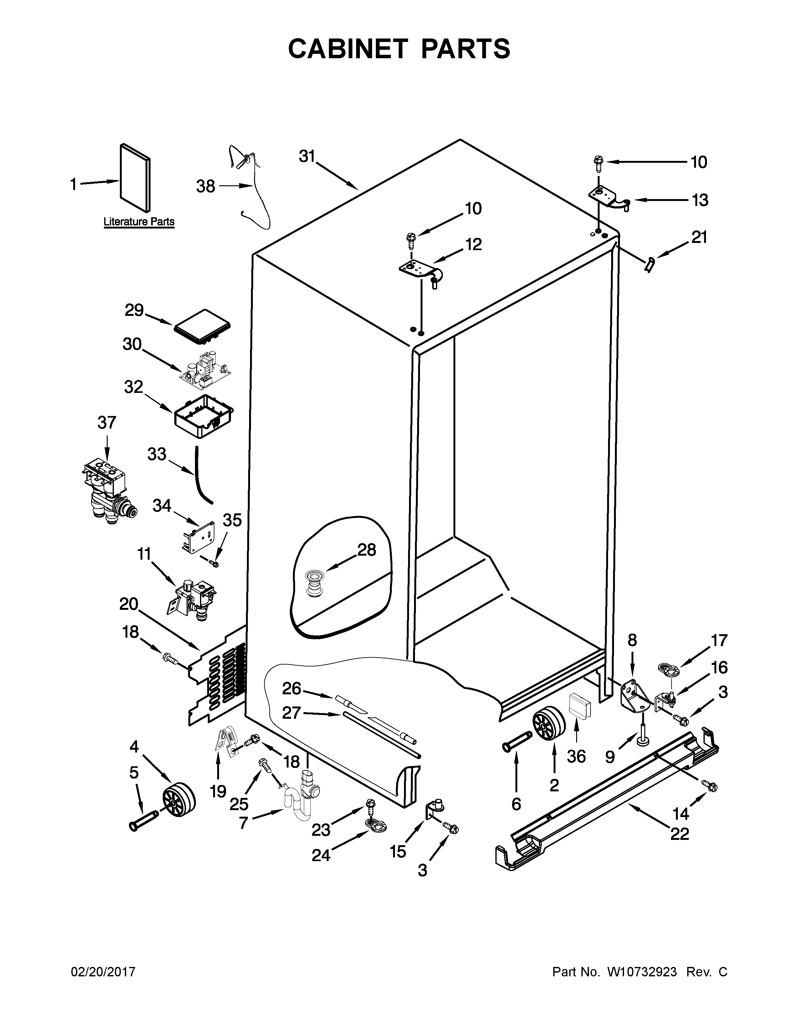Whirlpool WRS586FLDW00 cabinet parts diagram
