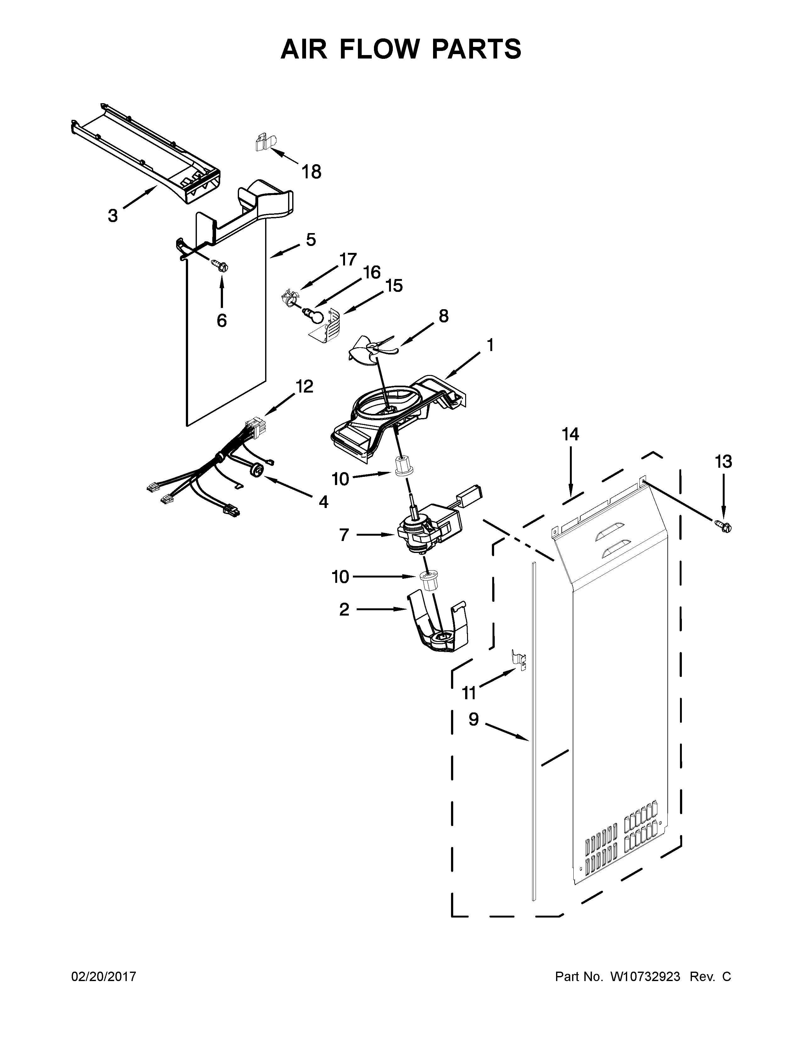 Whirlpool WRS586FLDW00 air flow parts diagram