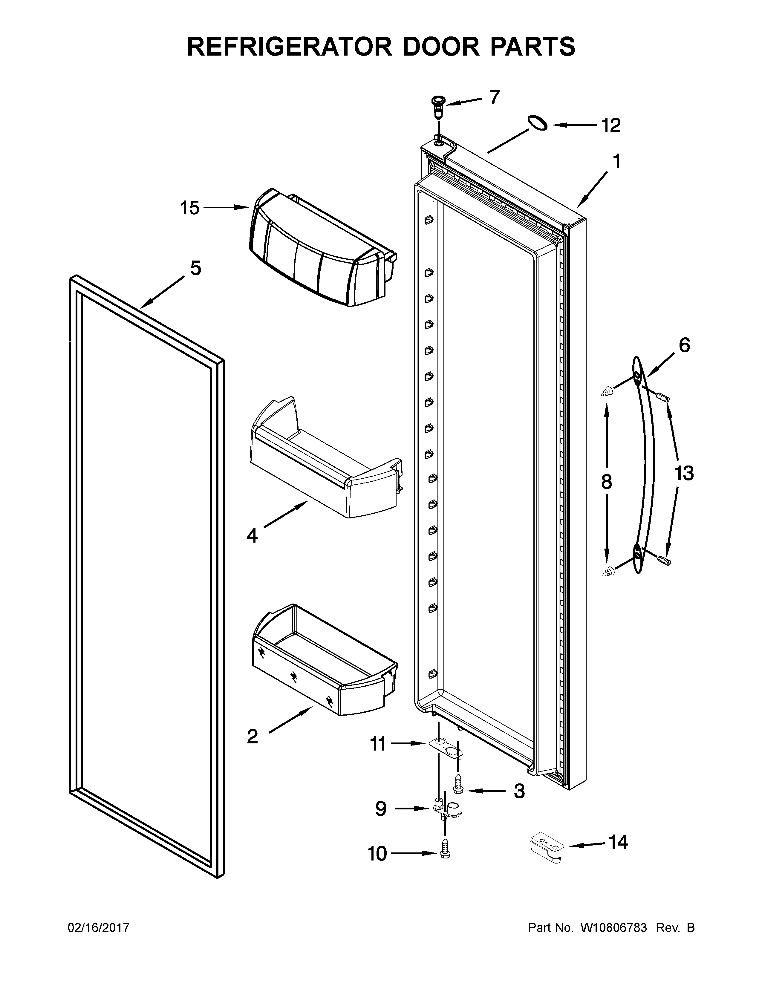 Whirlpool WRS586FIEH01 refrigerator door parts diagram
