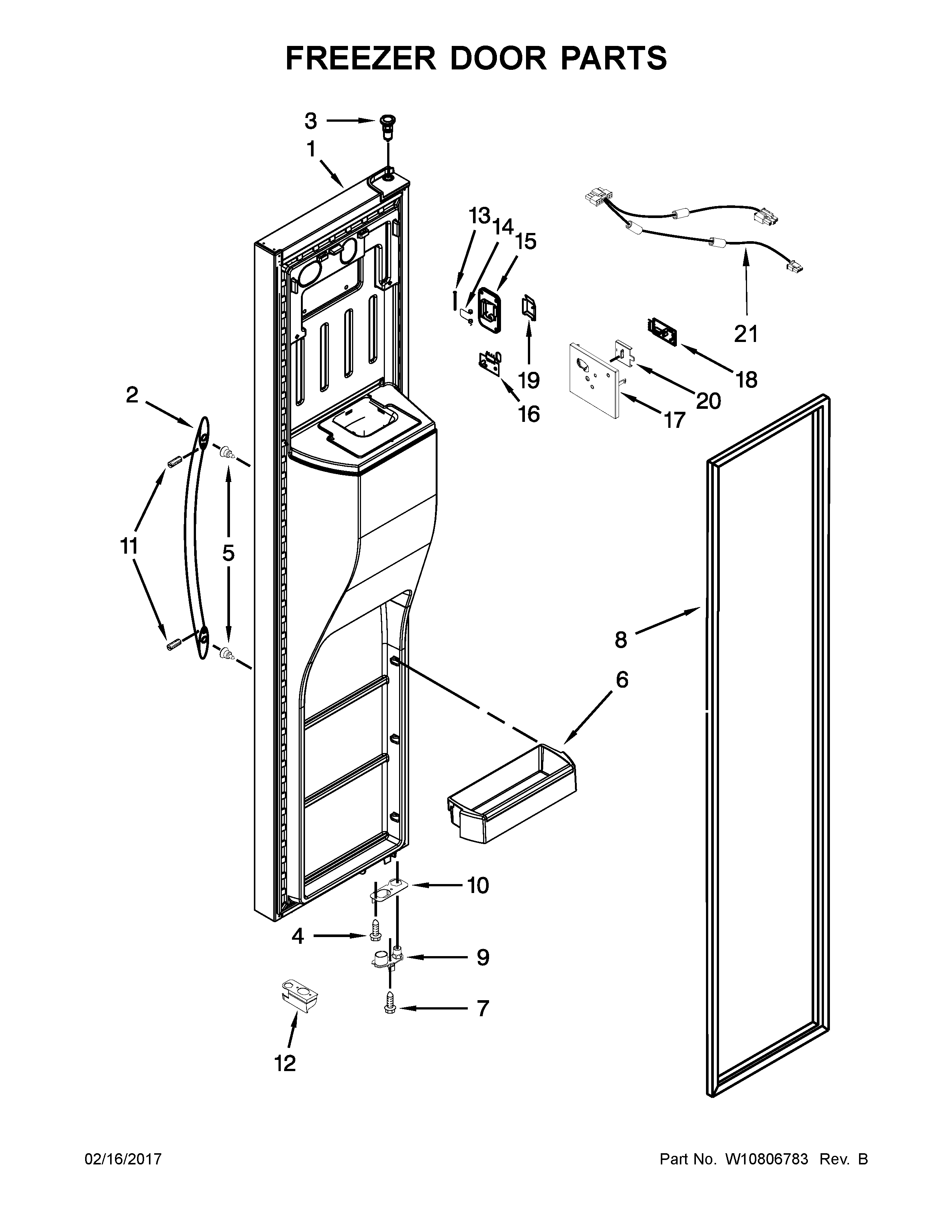 Whirlpool WRS586FIEH01 freezer door parts diagram