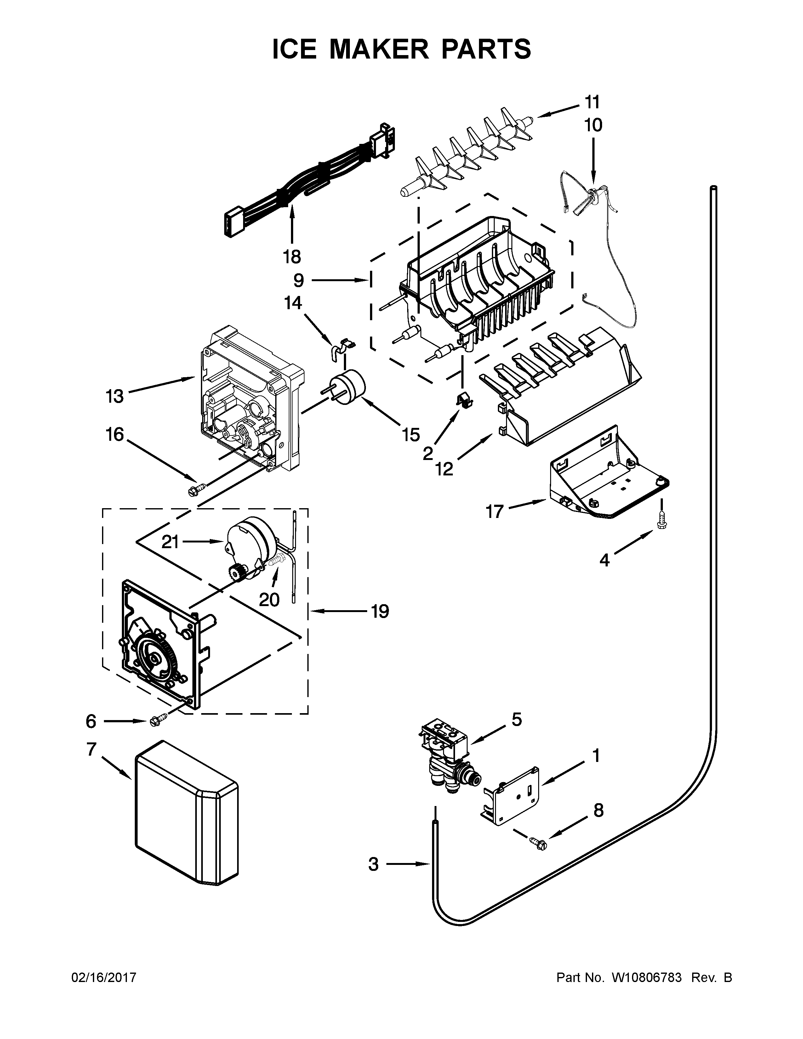 Whirlpool WRS586FIEH01 ice maker parts diagram