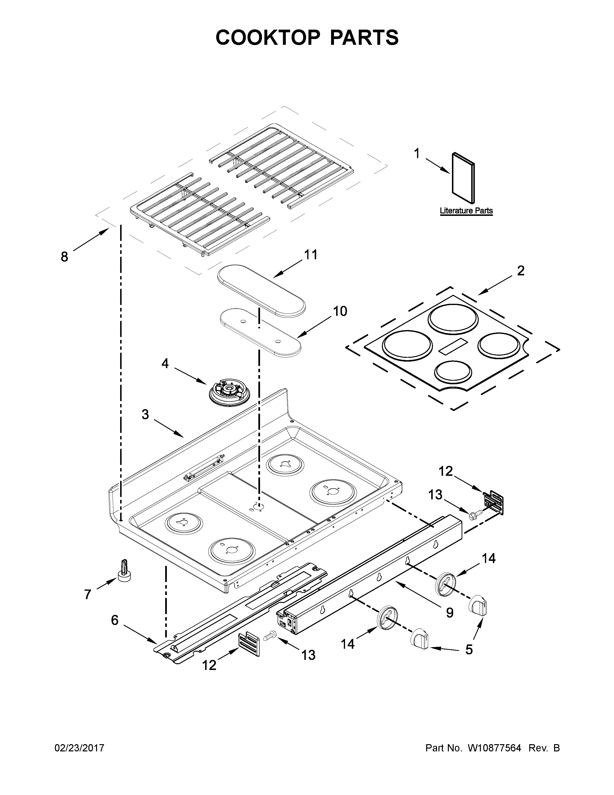 Whirlpool WGG745S0FS00 cooktop parts diagram