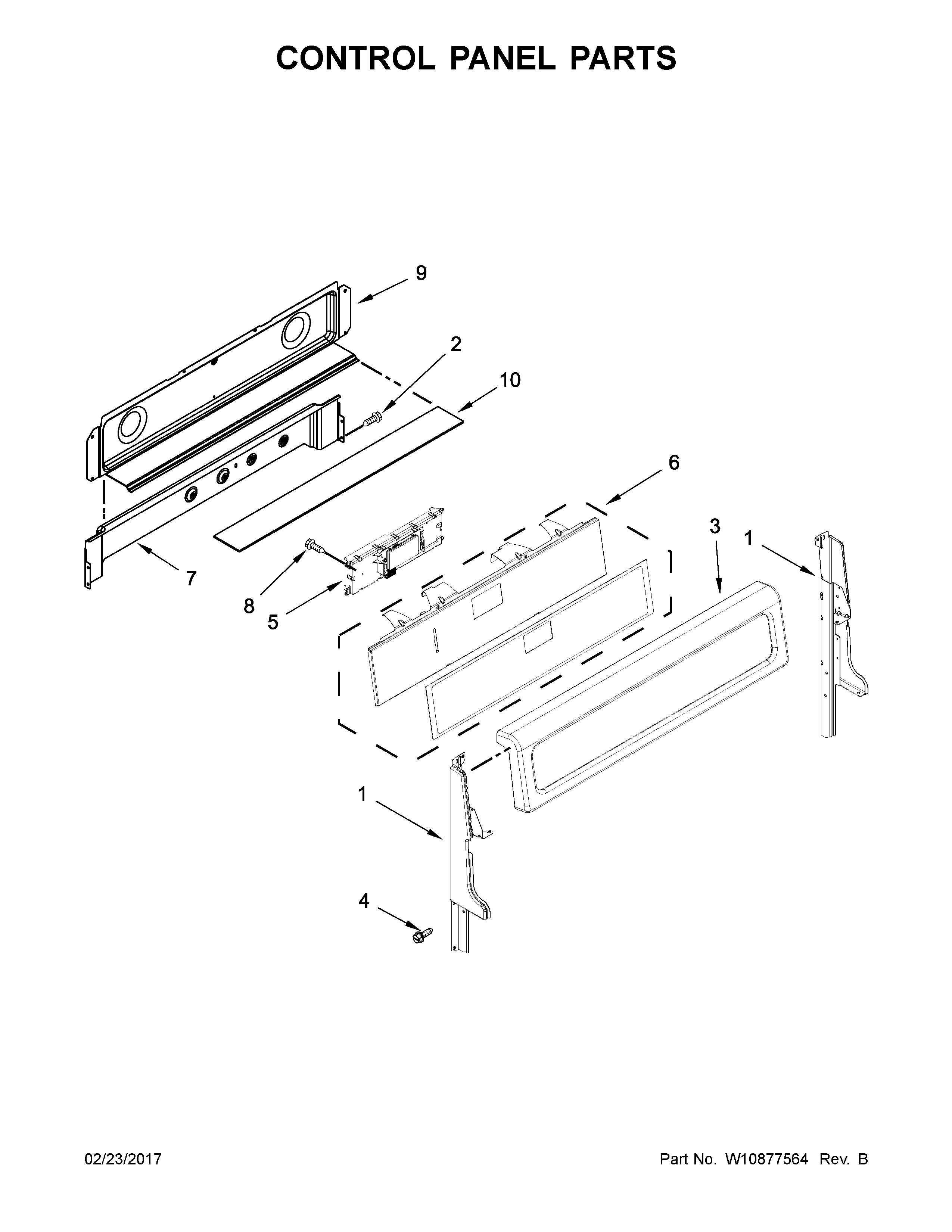 Whirlpool WGG745S0FS00 control panel parts diagram
