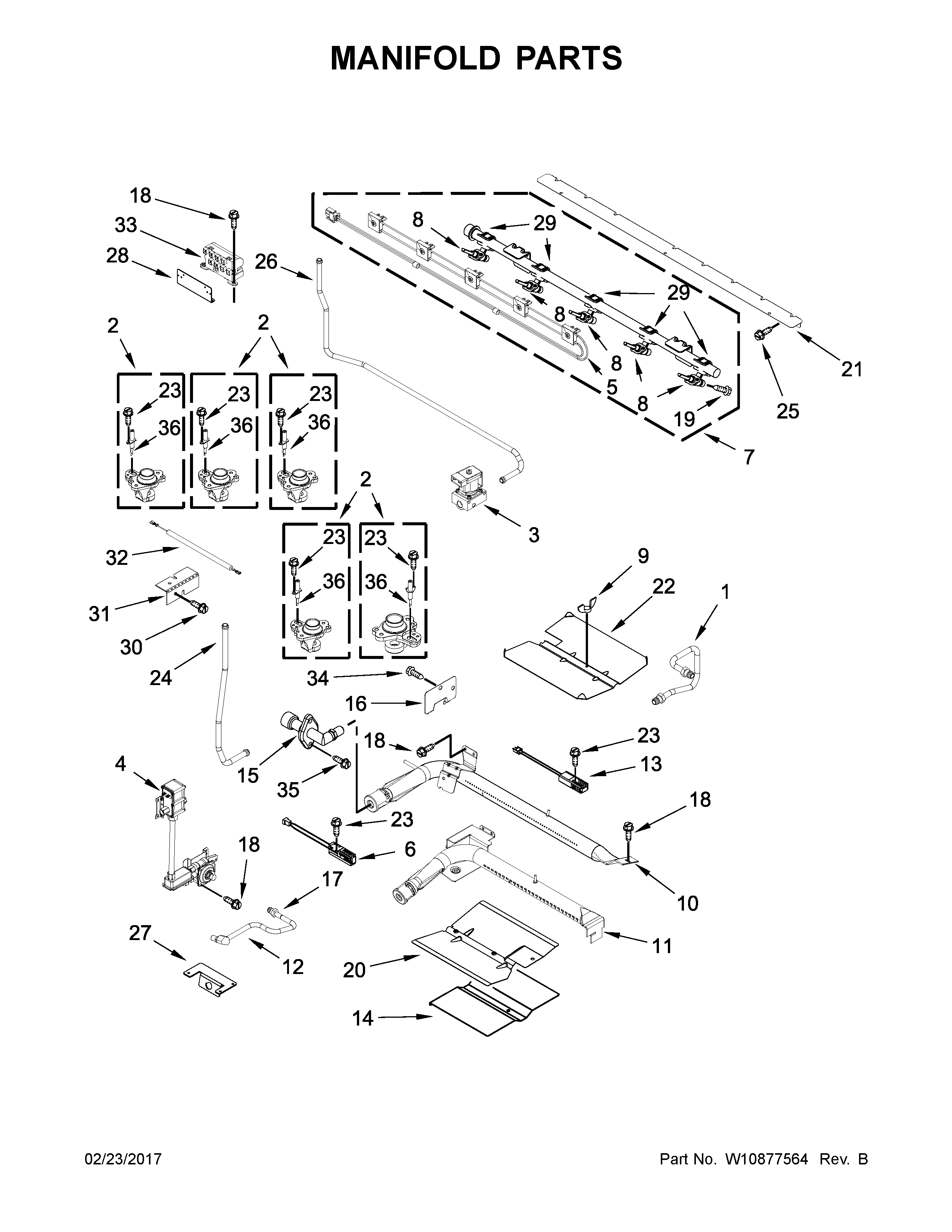 Whirlpool WGG745S0FS00 manifold parts diagram