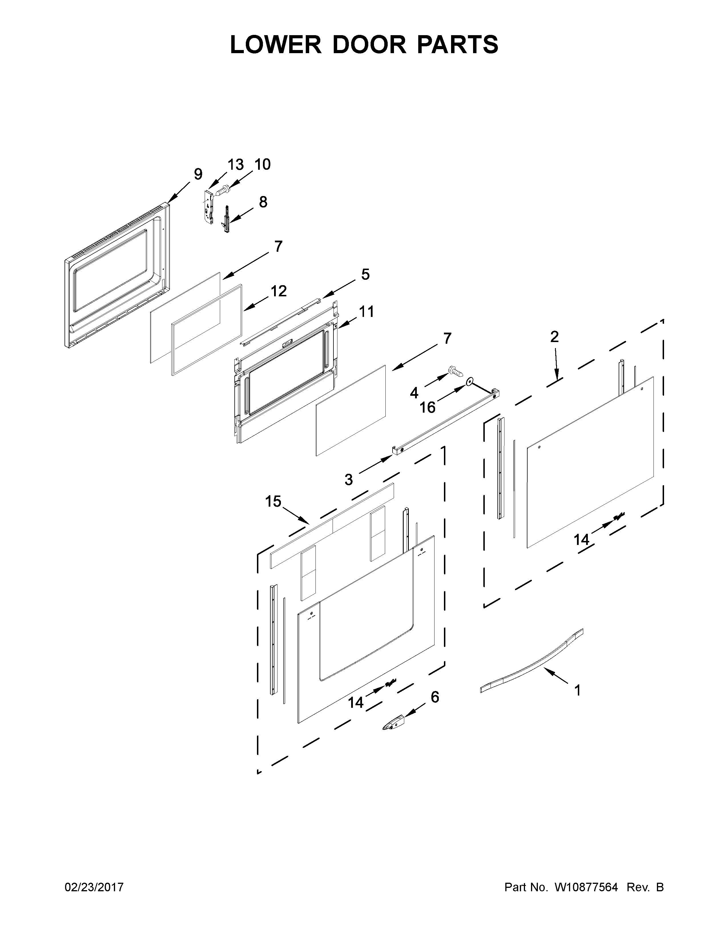 Whirlpool WGG745S0FS00 lower door parts diagram