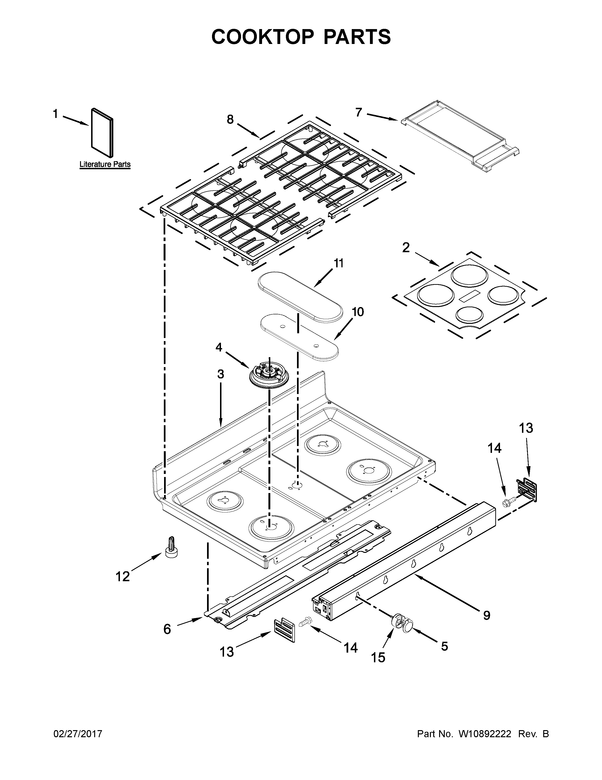 KitchenAid KFGD500EBL04 cooktop parts diagram