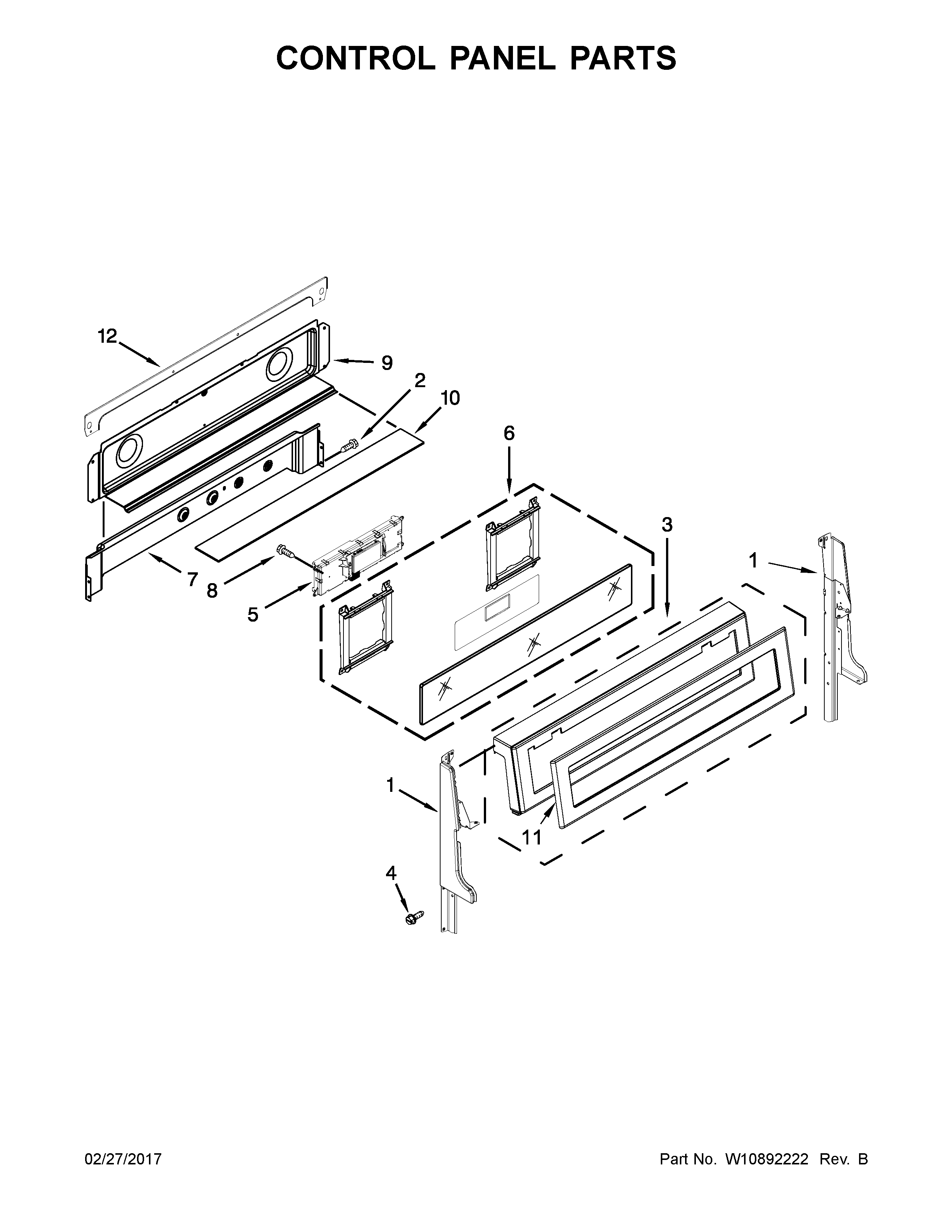 KitchenAid KFGD500EBL04 control panel parts diagram