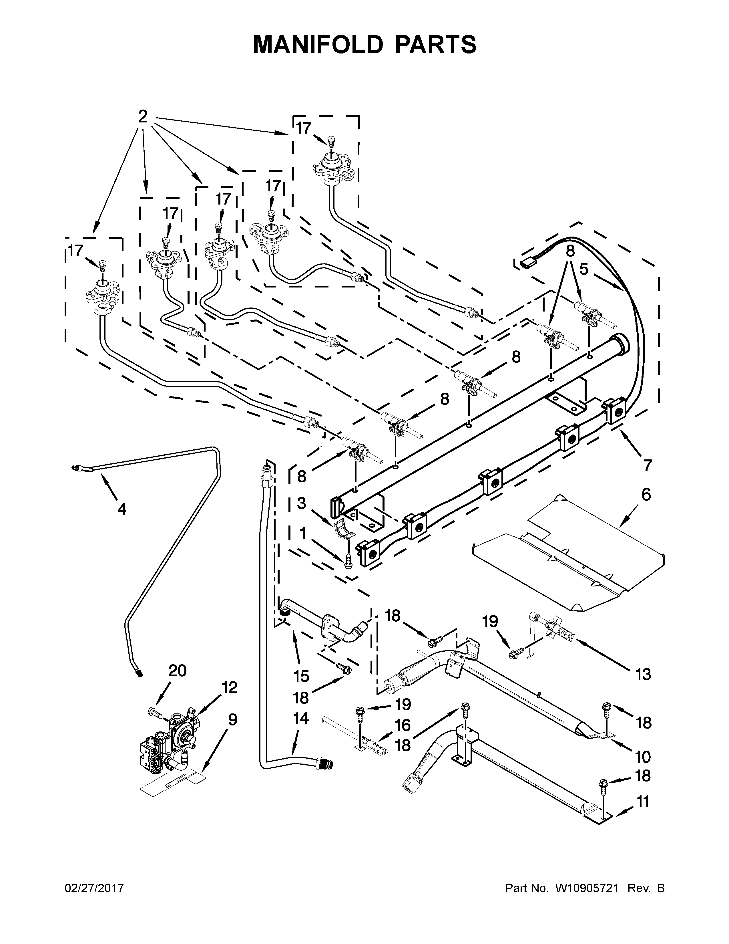KitchenAid KFGS530ESS2 manifold parts diagram