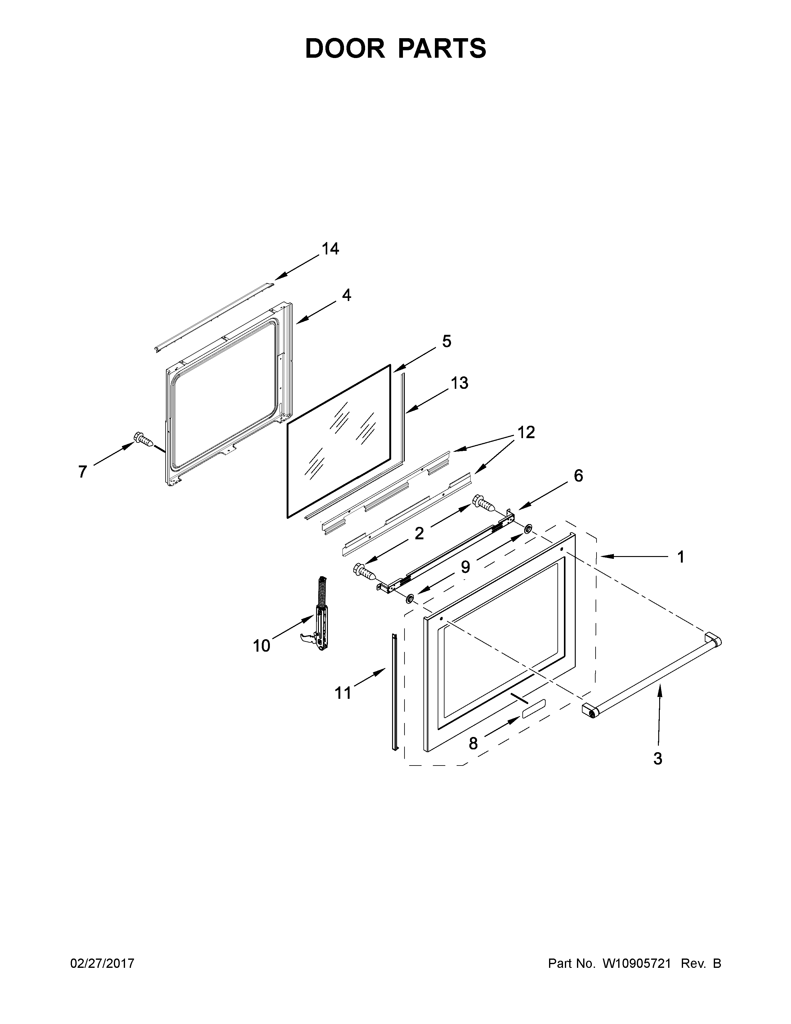 KitchenAid KFGS530ESS2 door parts diagram