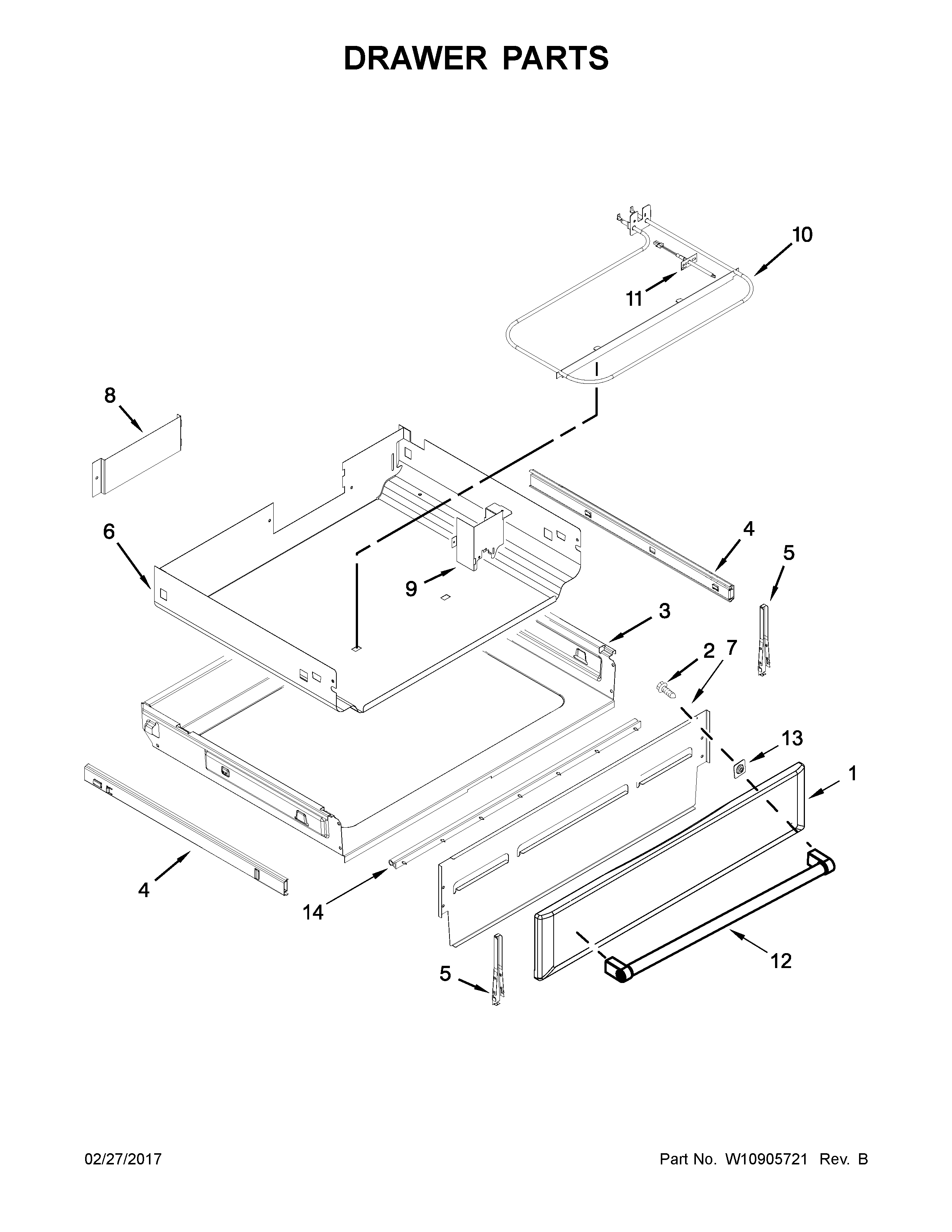 KitchenAid KFGS530ESS2 drawer parts diagram