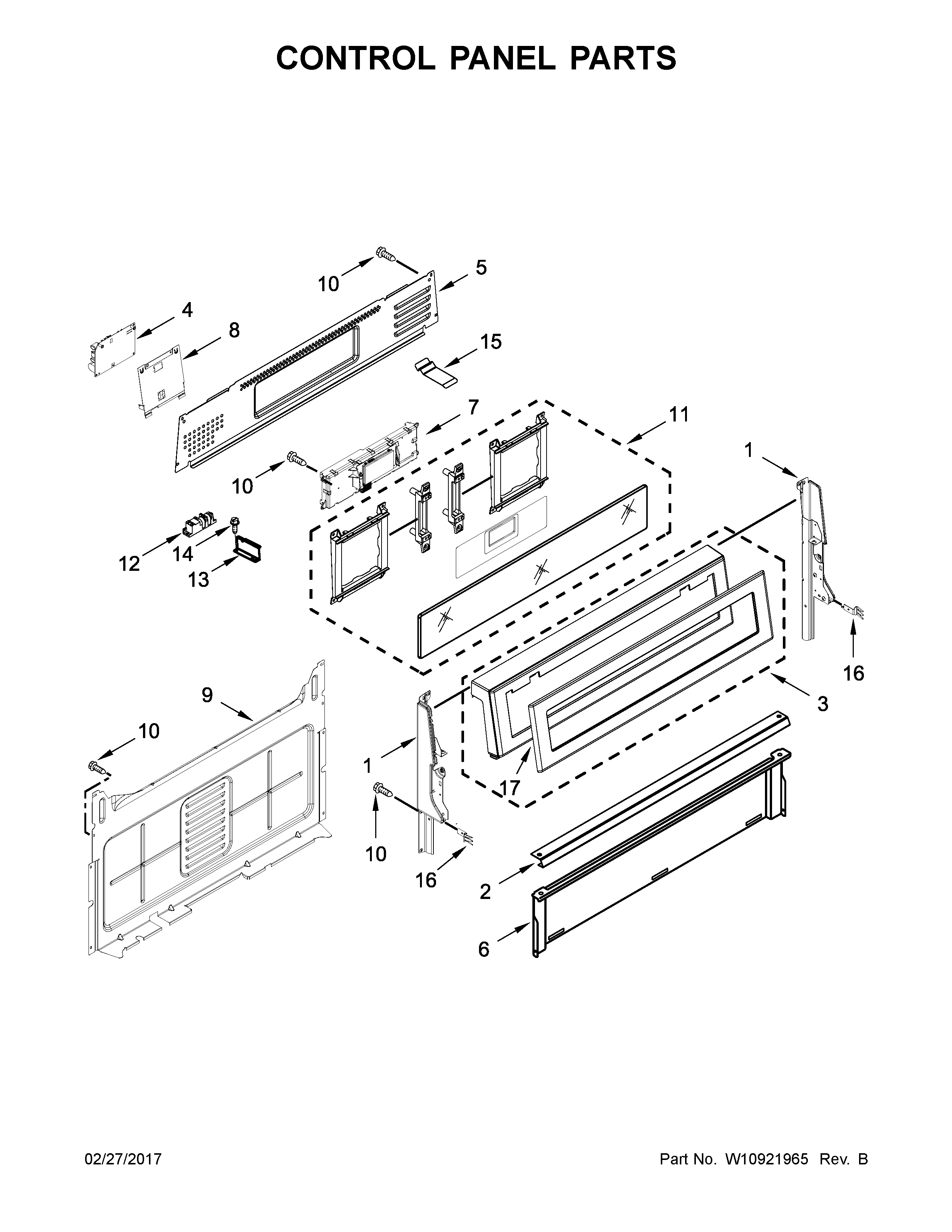 KitchenAid KFGG500EWH2 control panel parts diagram