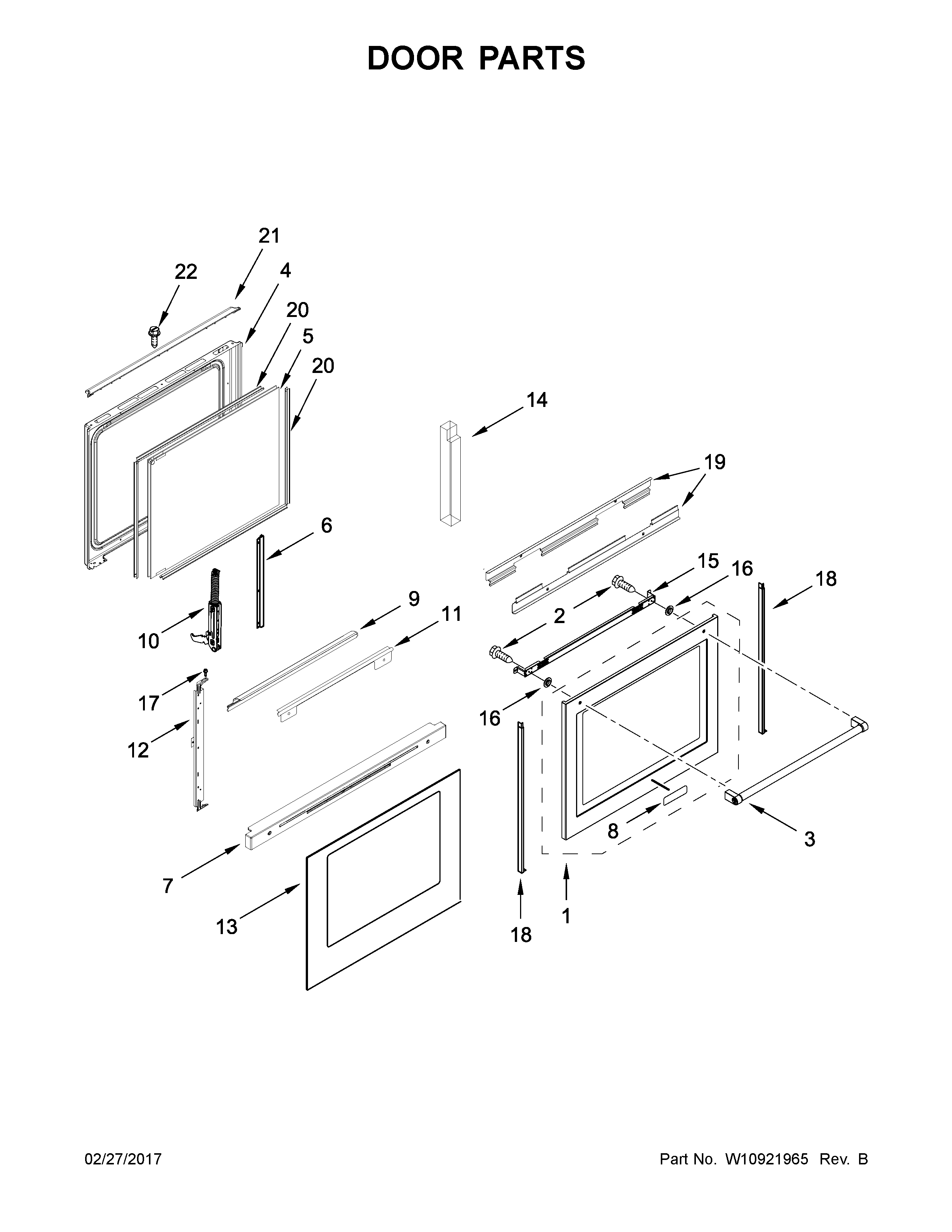 KitchenAid KFGG500EWH2 door parts diagram