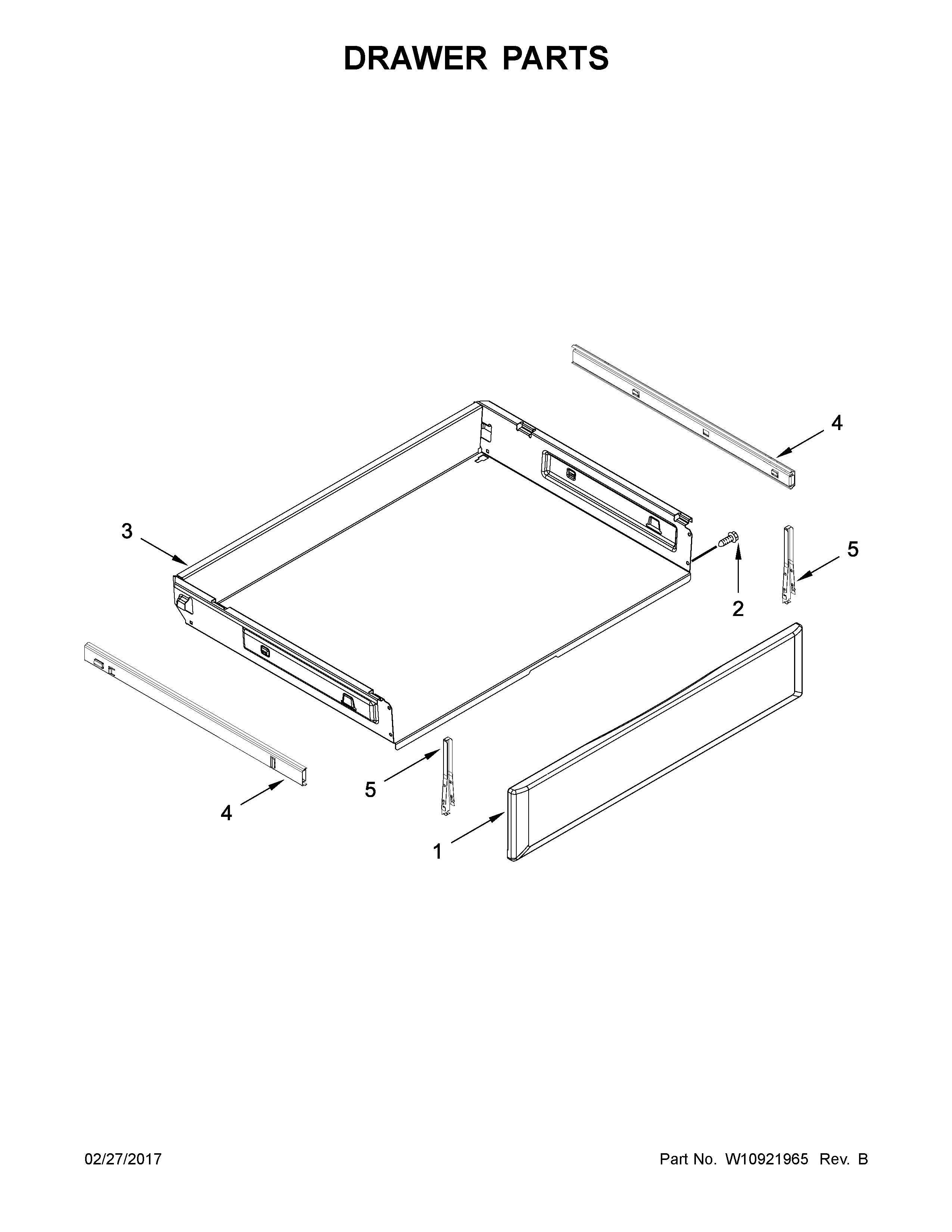 KitchenAid KFGG500EWH2 drawer parts diagram