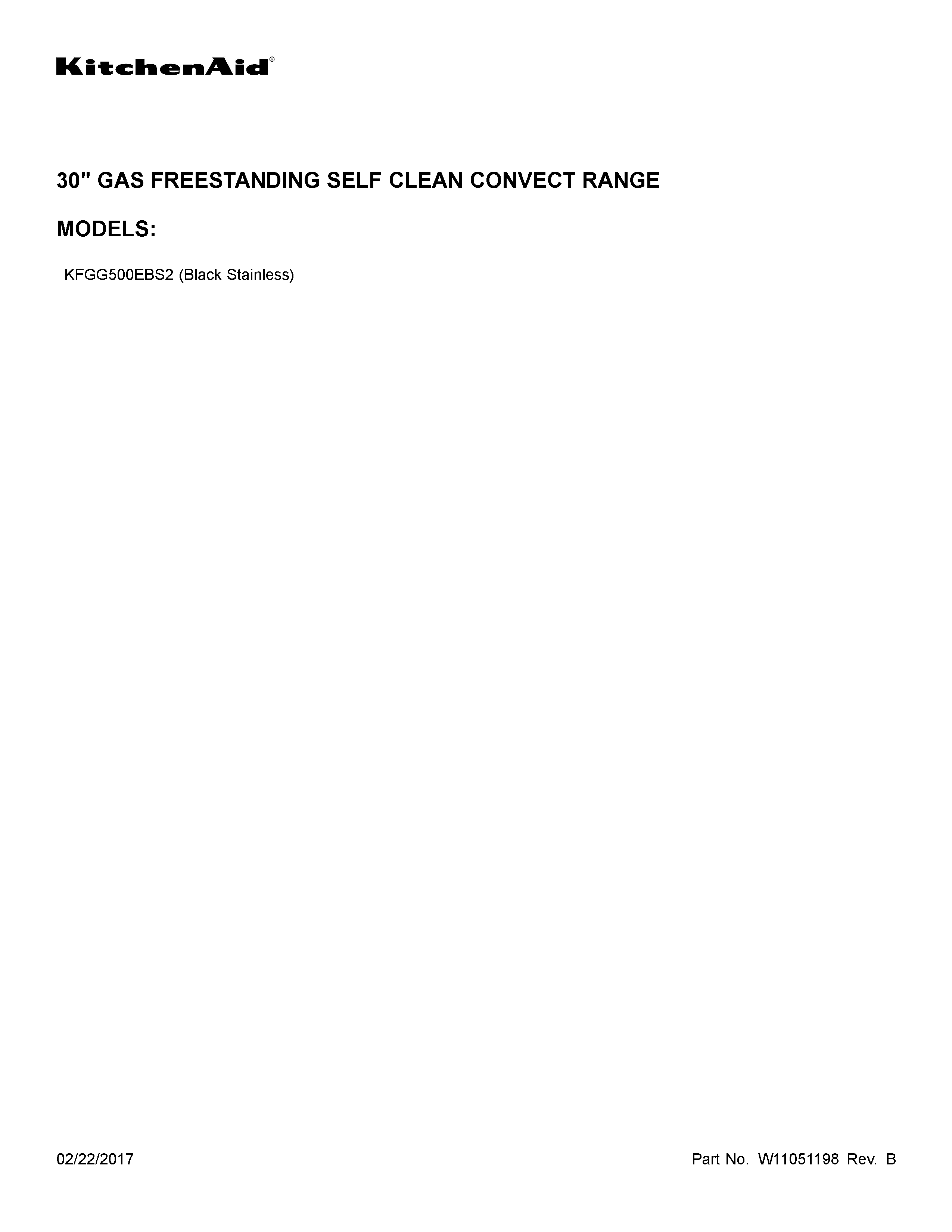 KitchenAid KFGG500EBS2 cover sheet diagram