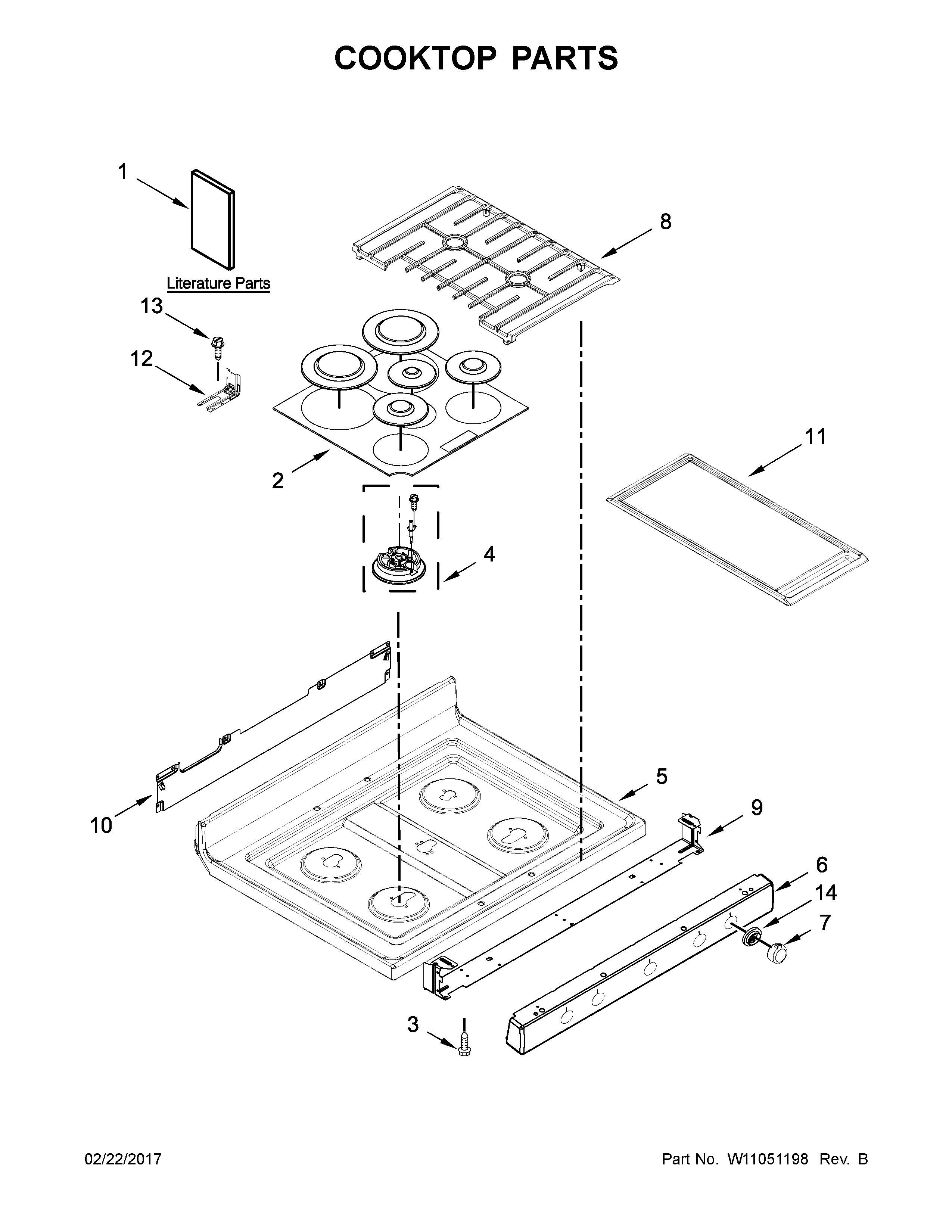 KitchenAid KFGG500EBS2 cooktop parts diagram