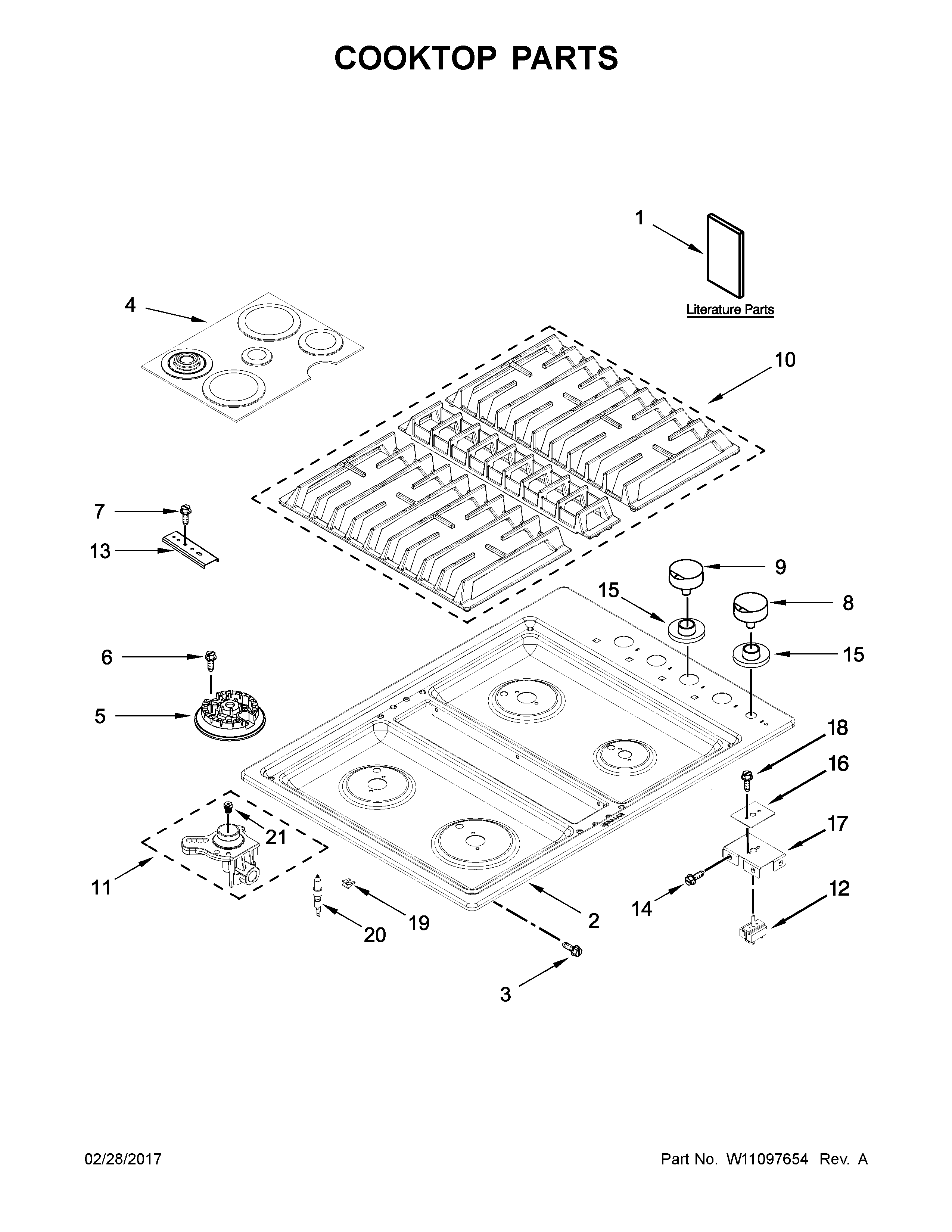 KitchenAid KCGD500GSS00 cooktop parts diagram