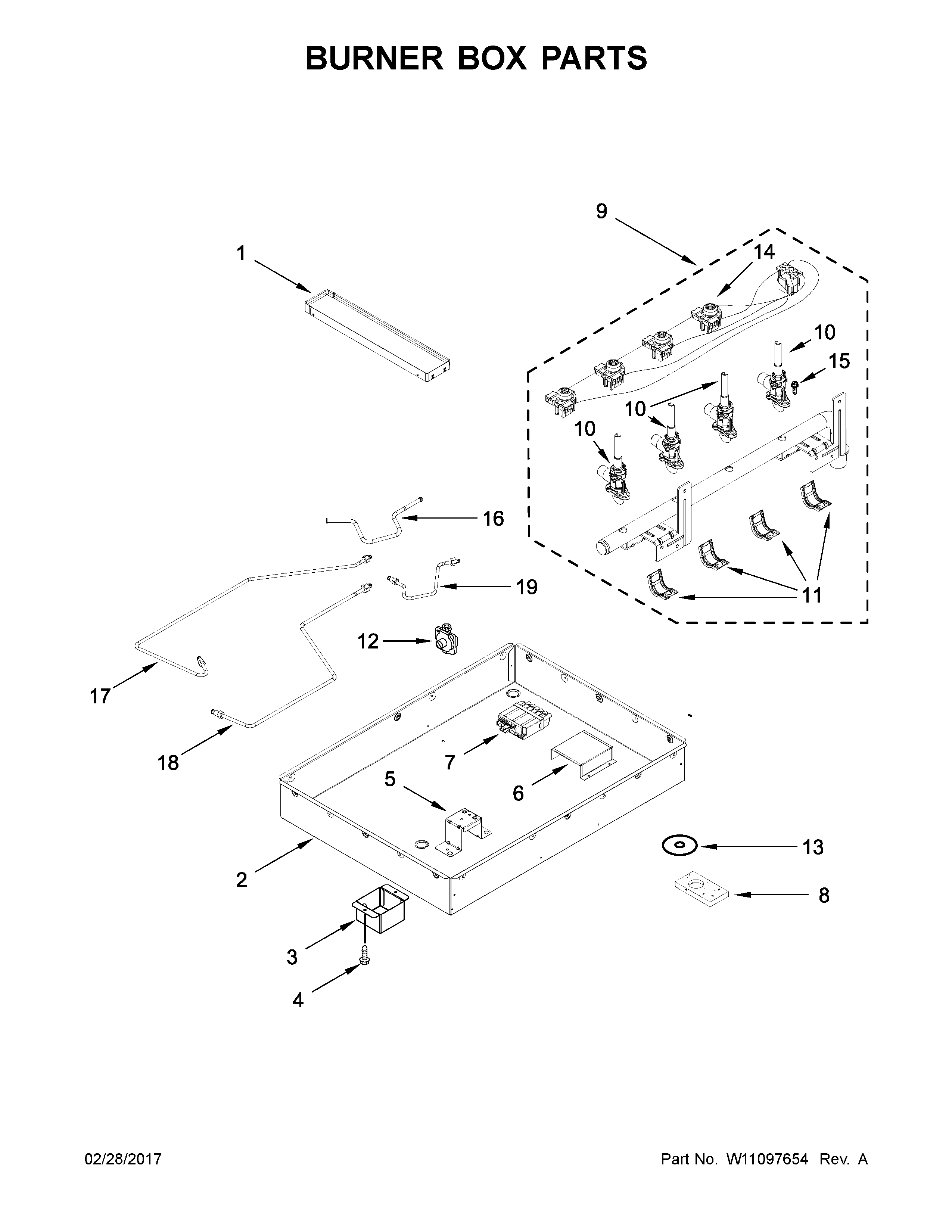 KitchenAid KCGD500GSS00 burner box parts diagram