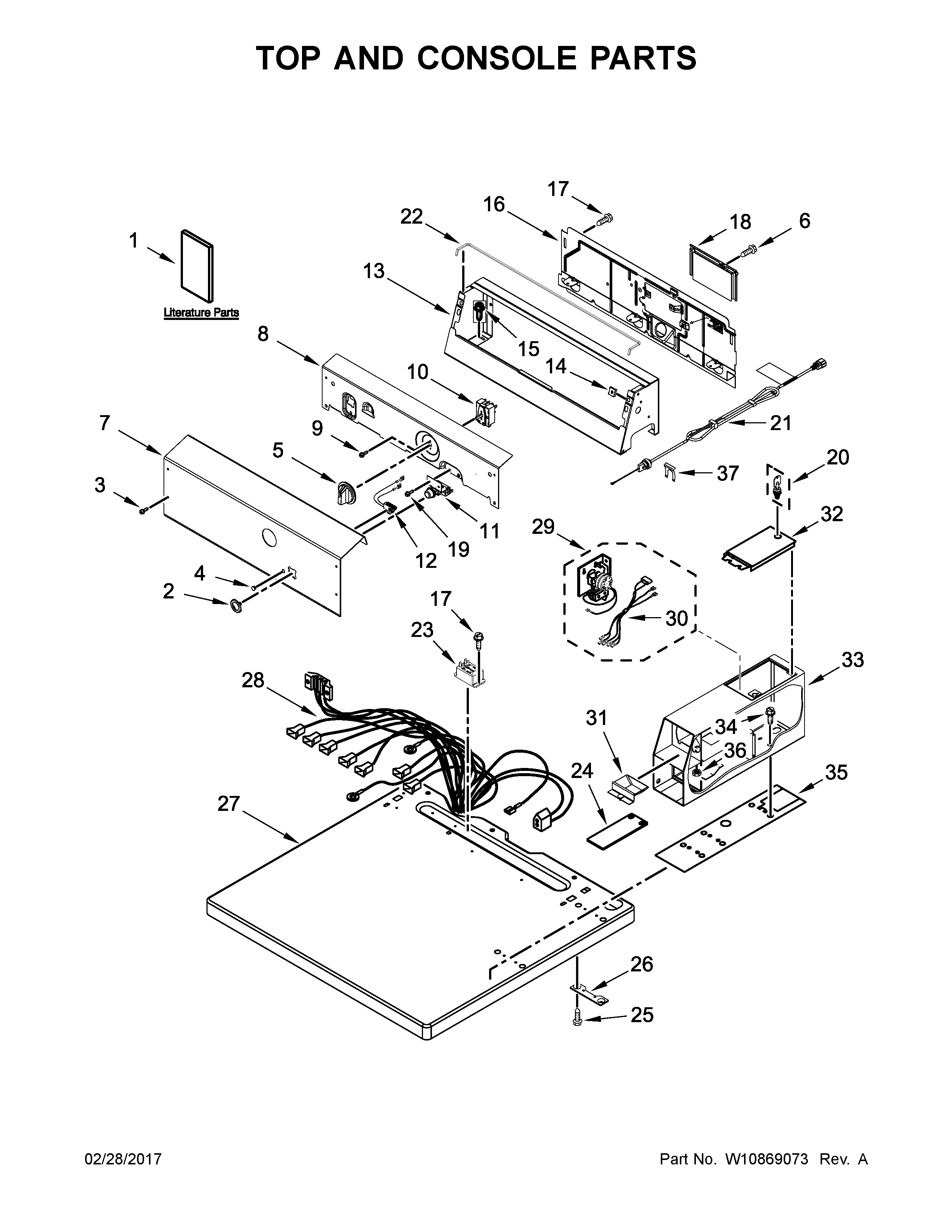 Maytag MDG20CSAGW0 top and console parts diagram
