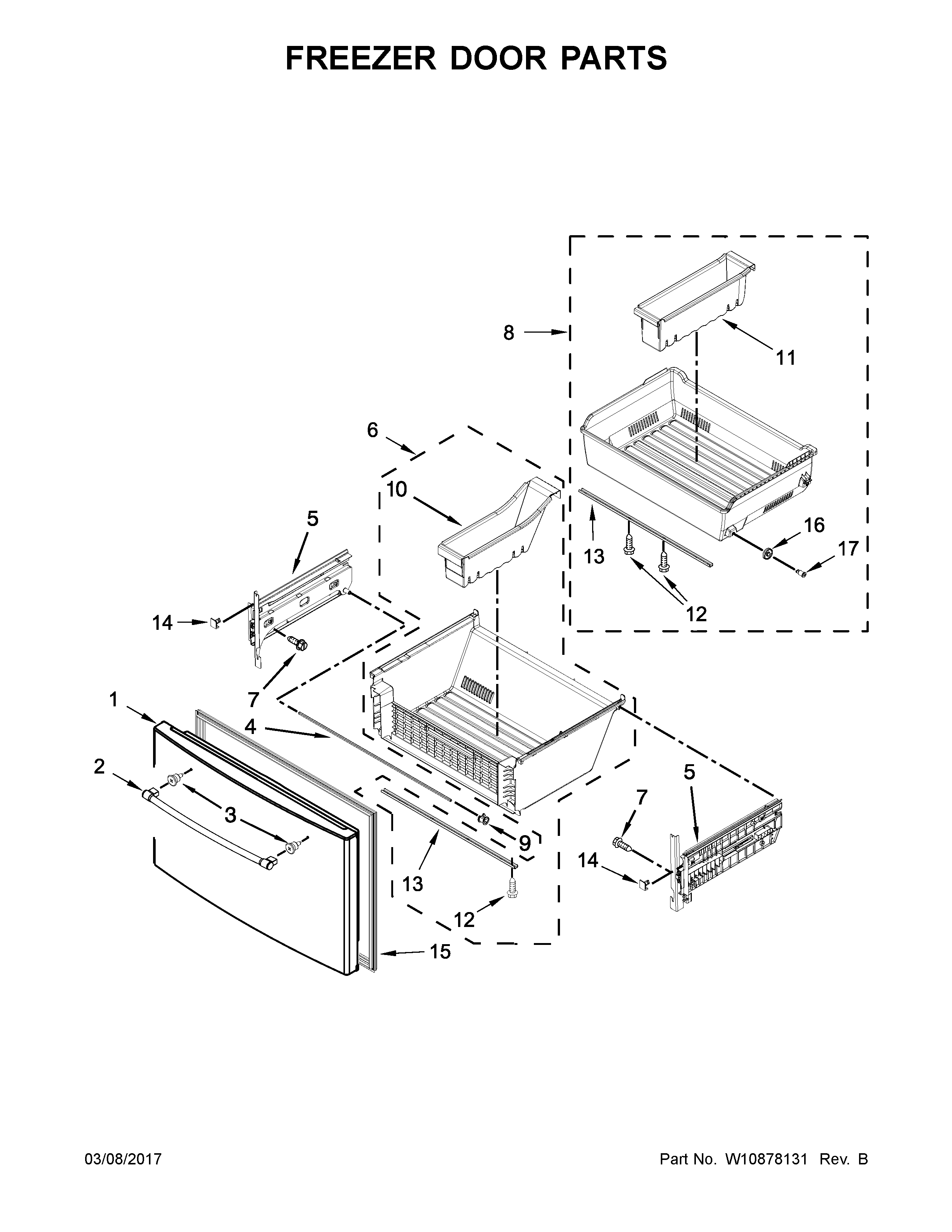 Maytag MFX2676FRZ00 freezer door parts diagram