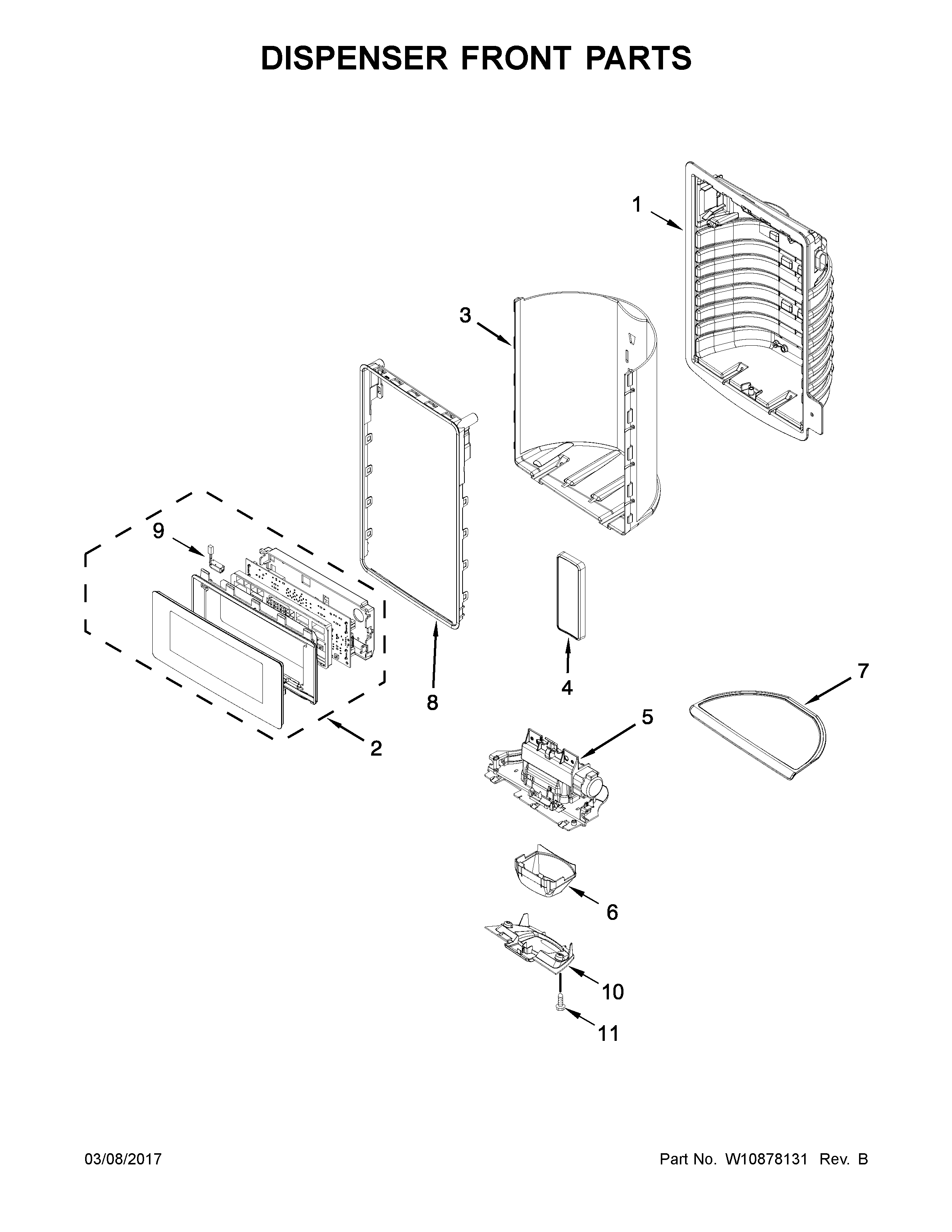 Maytag MFX2676FRZ00 dispenser front parts diagram