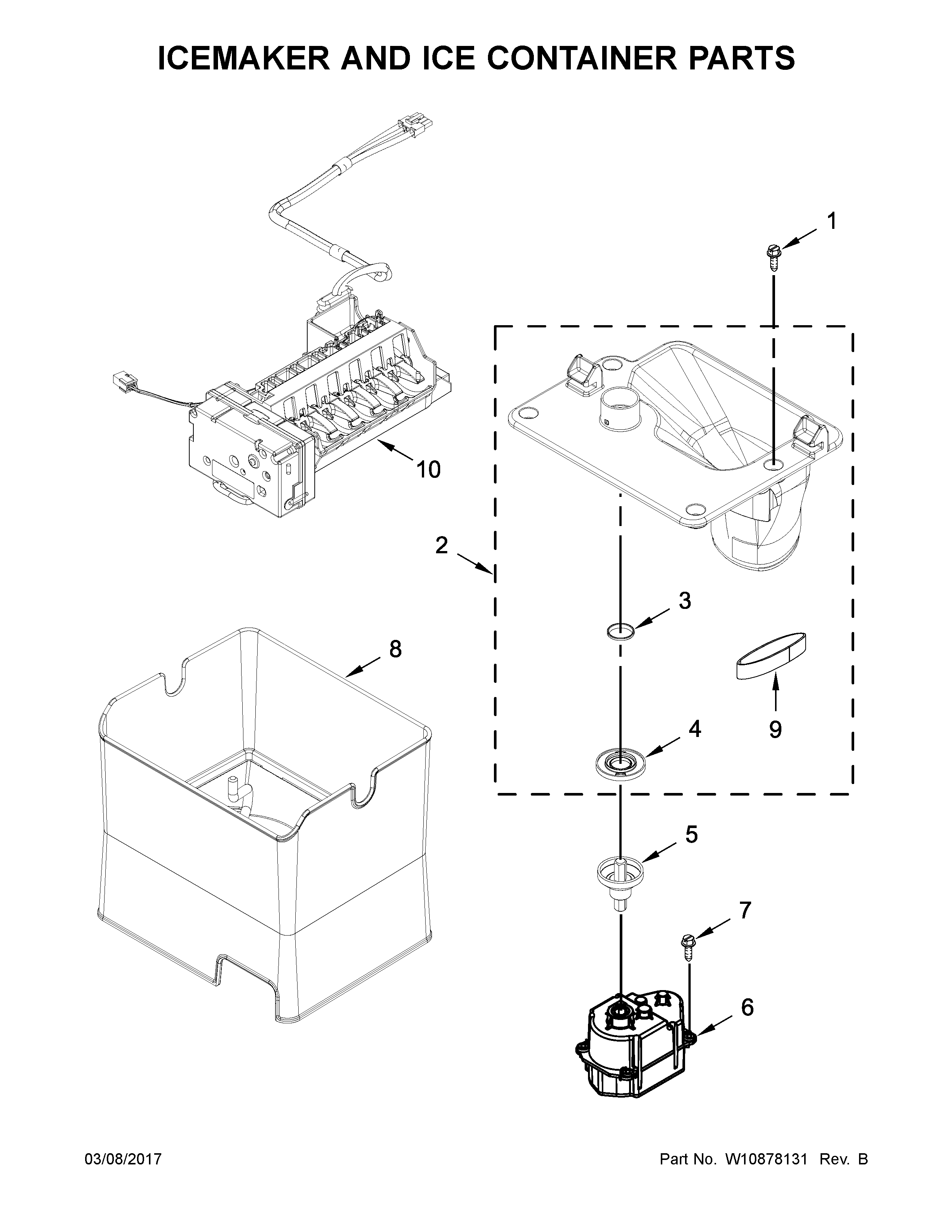 Maytag MFX2676FRZ00 icemaker and ice container parts diagram