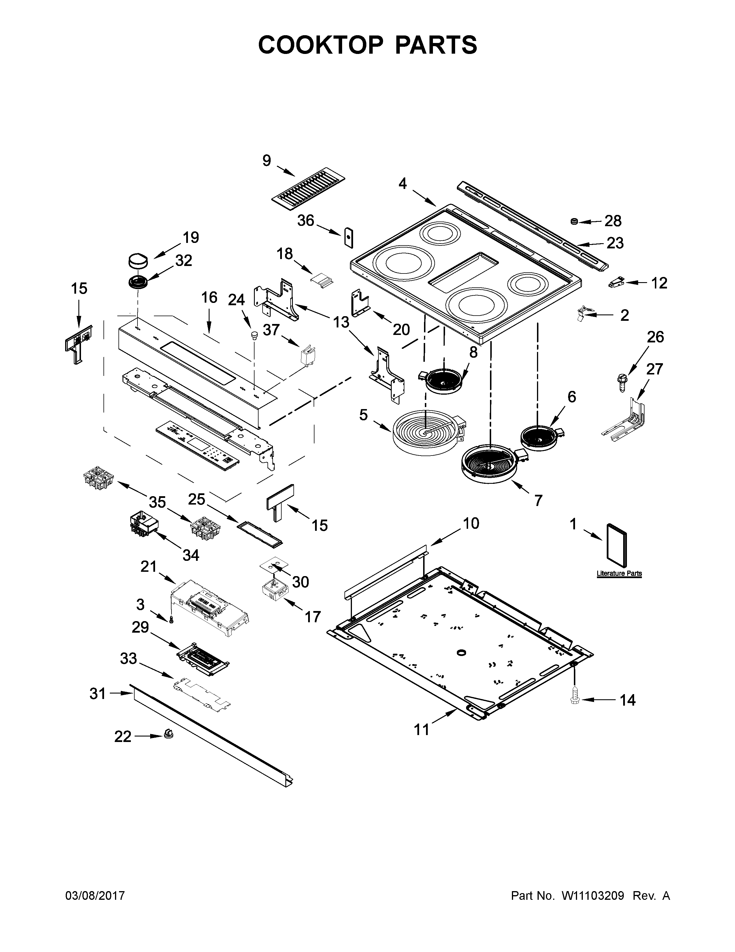 Jenn-Air JES1750FS0 cooktop parts diagram