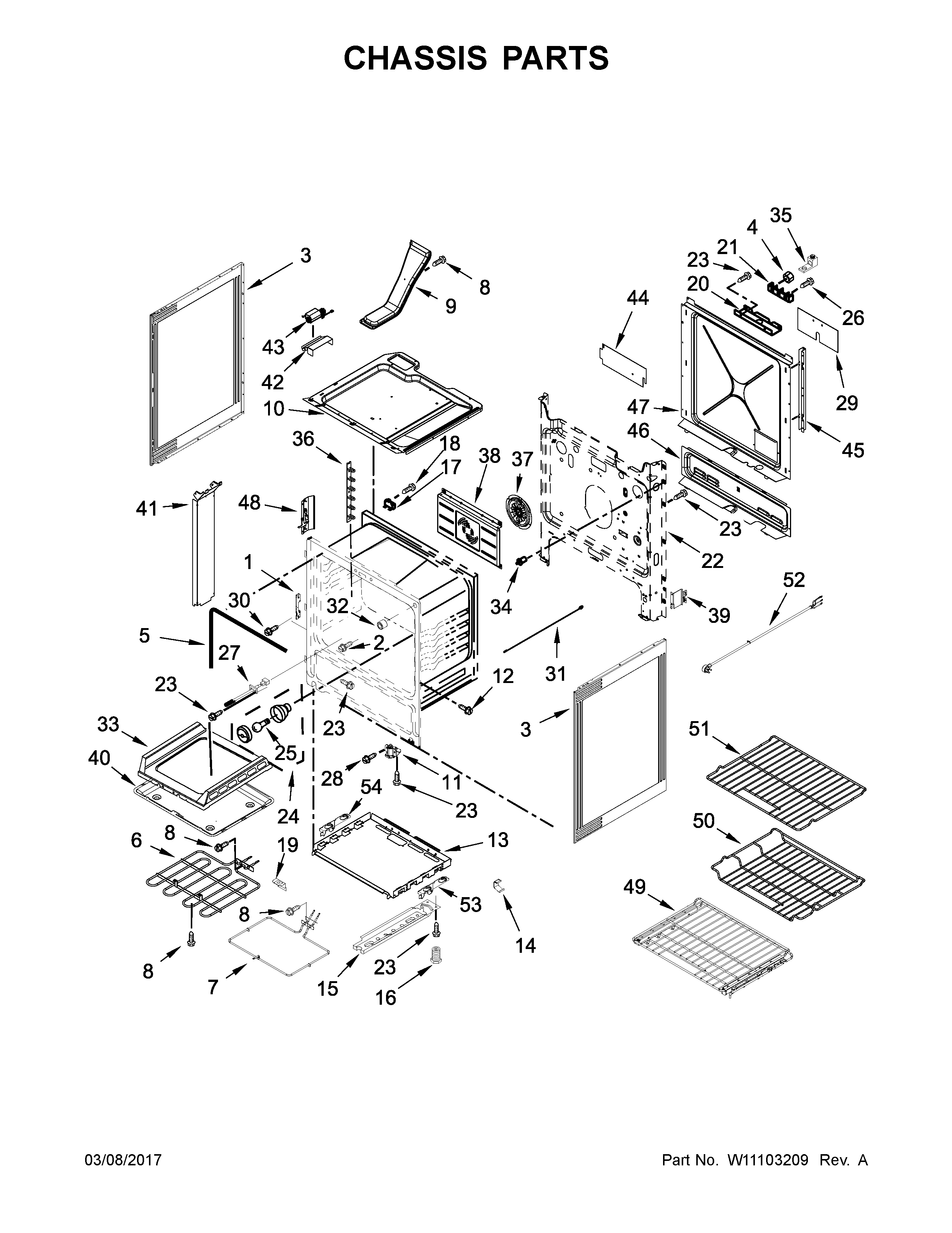Jenn-Air JES1750FS0 chassis parts diagram