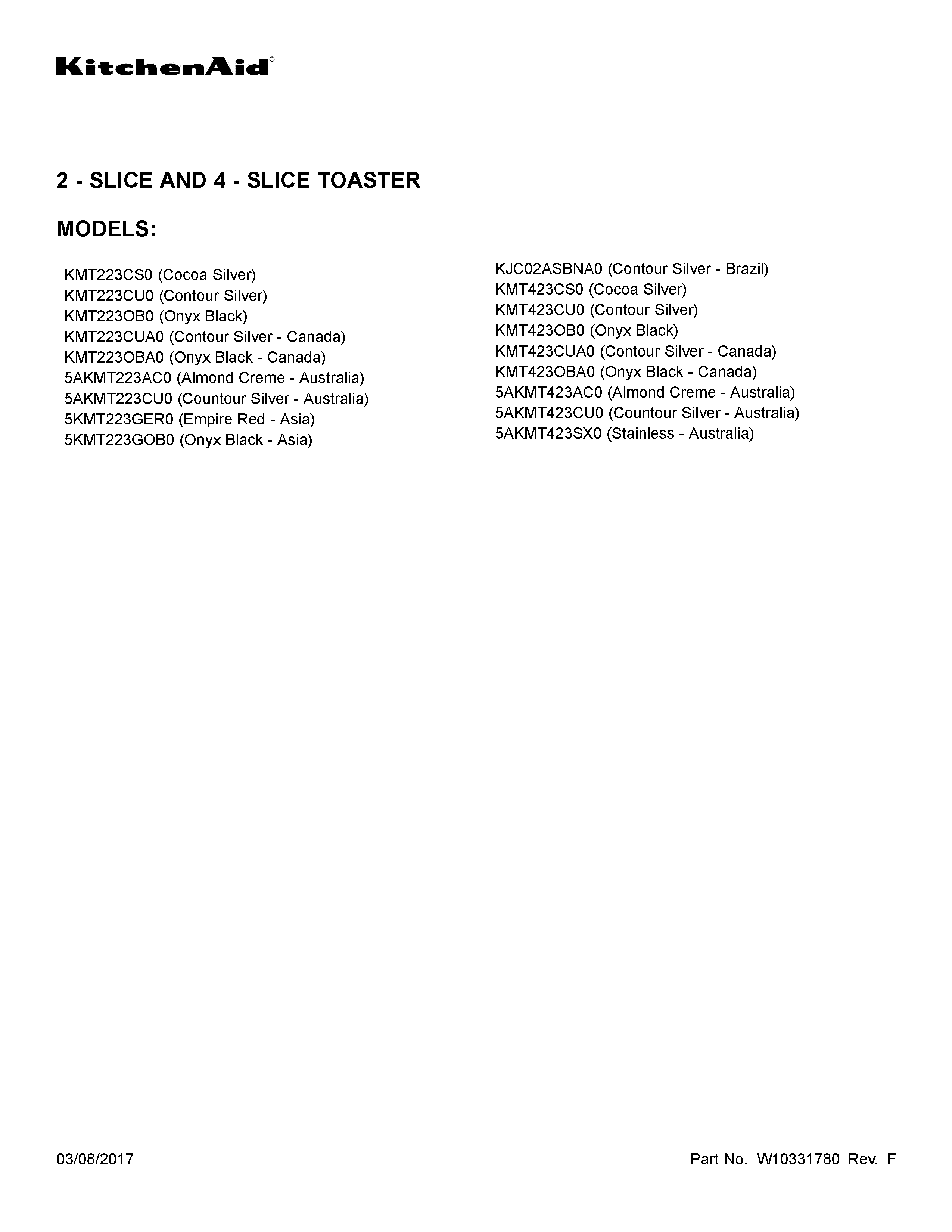 KitchenAid KMT423CS0 cover sheet diagram