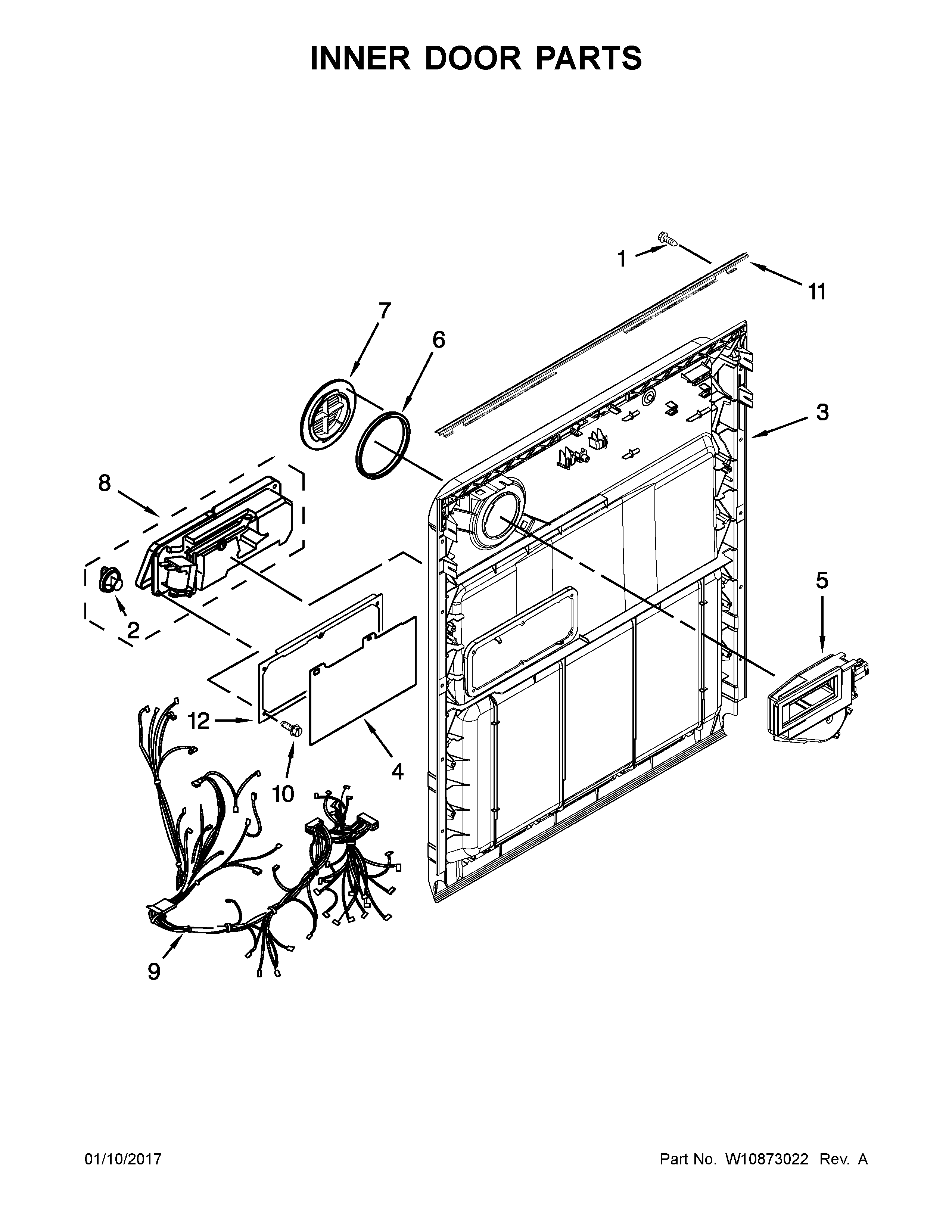 Whirlpool WDF540PADM3 inner door parts diagram