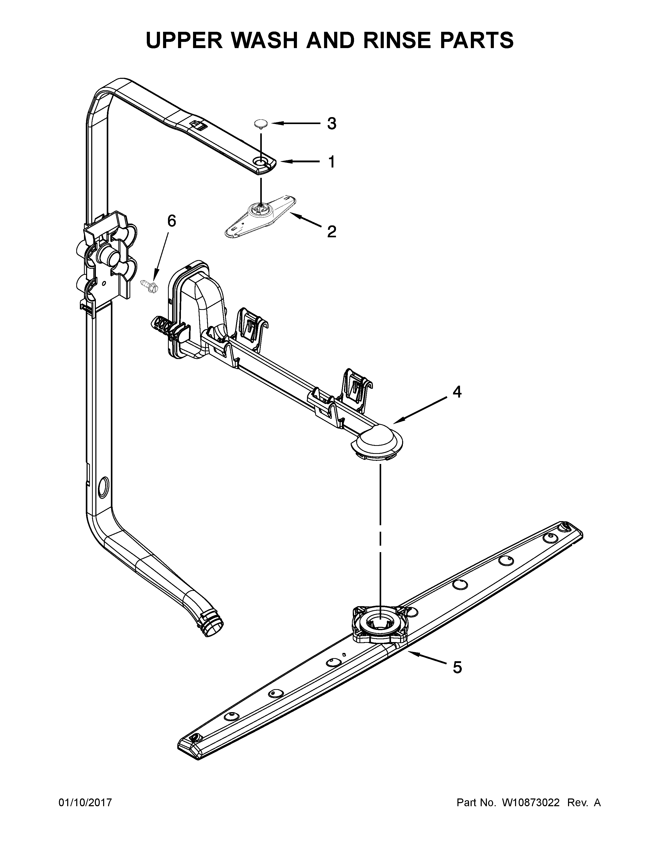 Whirlpool WDF540PADM3 upper wash and rinse parts diagram