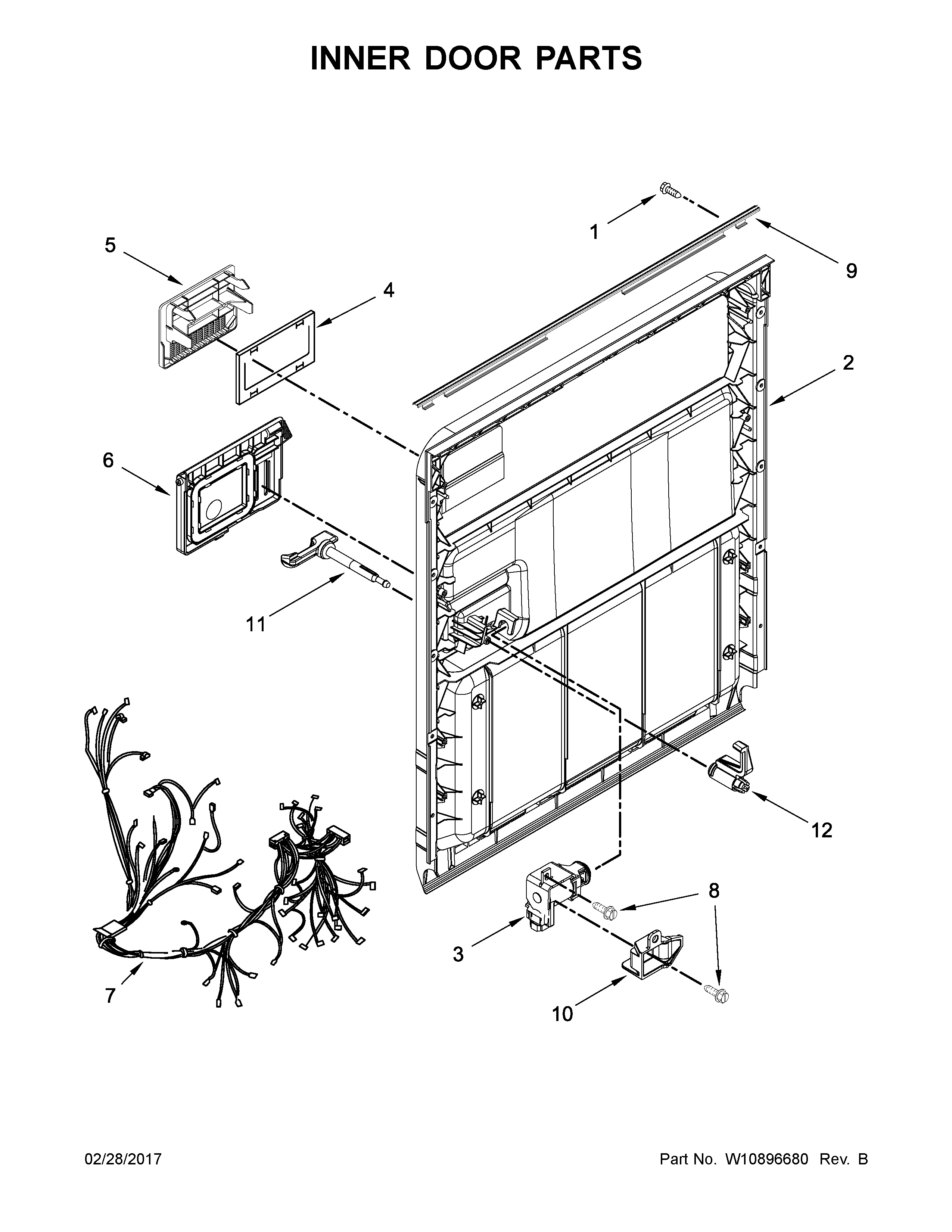 Whirlpool WDF110PABT5 inner door parts diagram