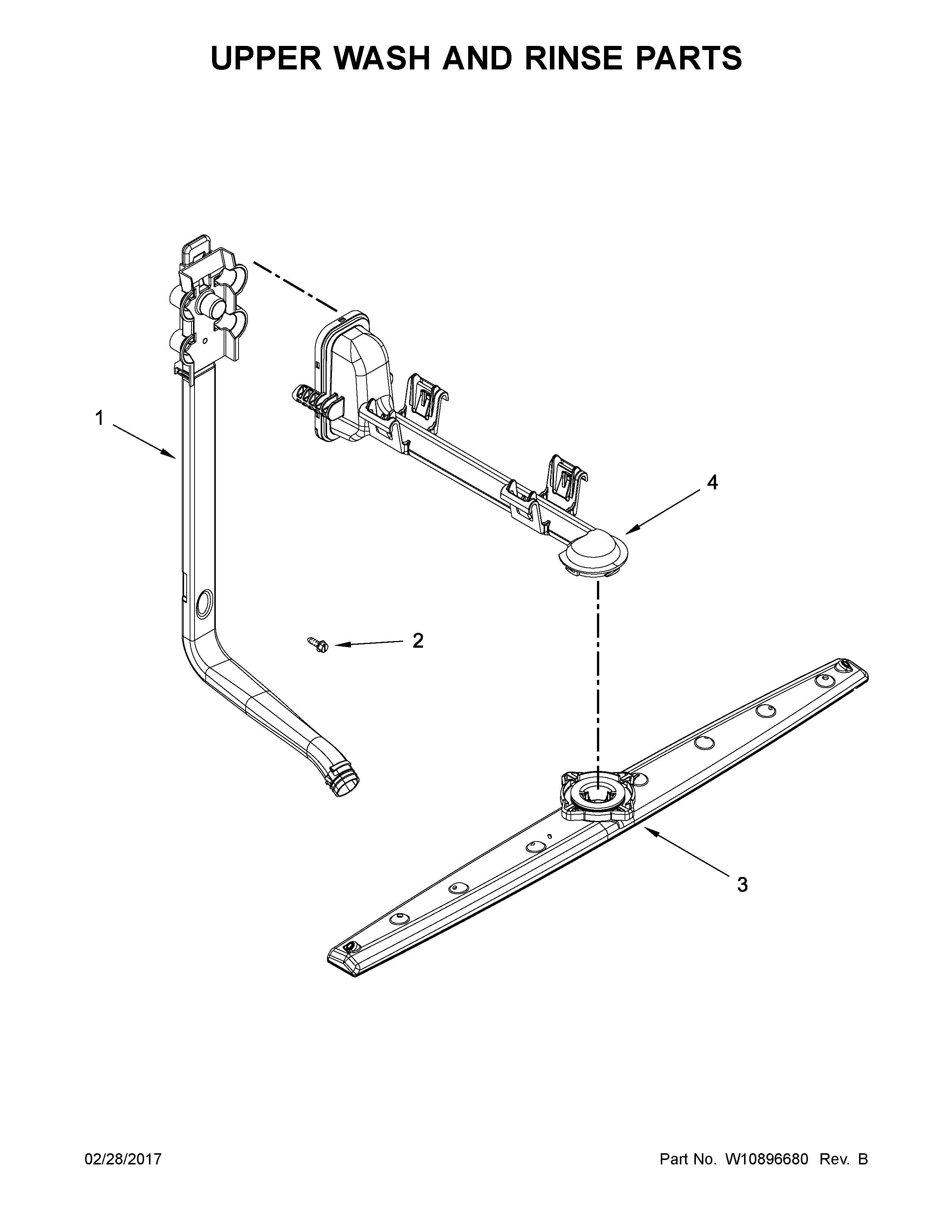 Whirlpool WDF110PABT5 upper wash and rinse parts diagram