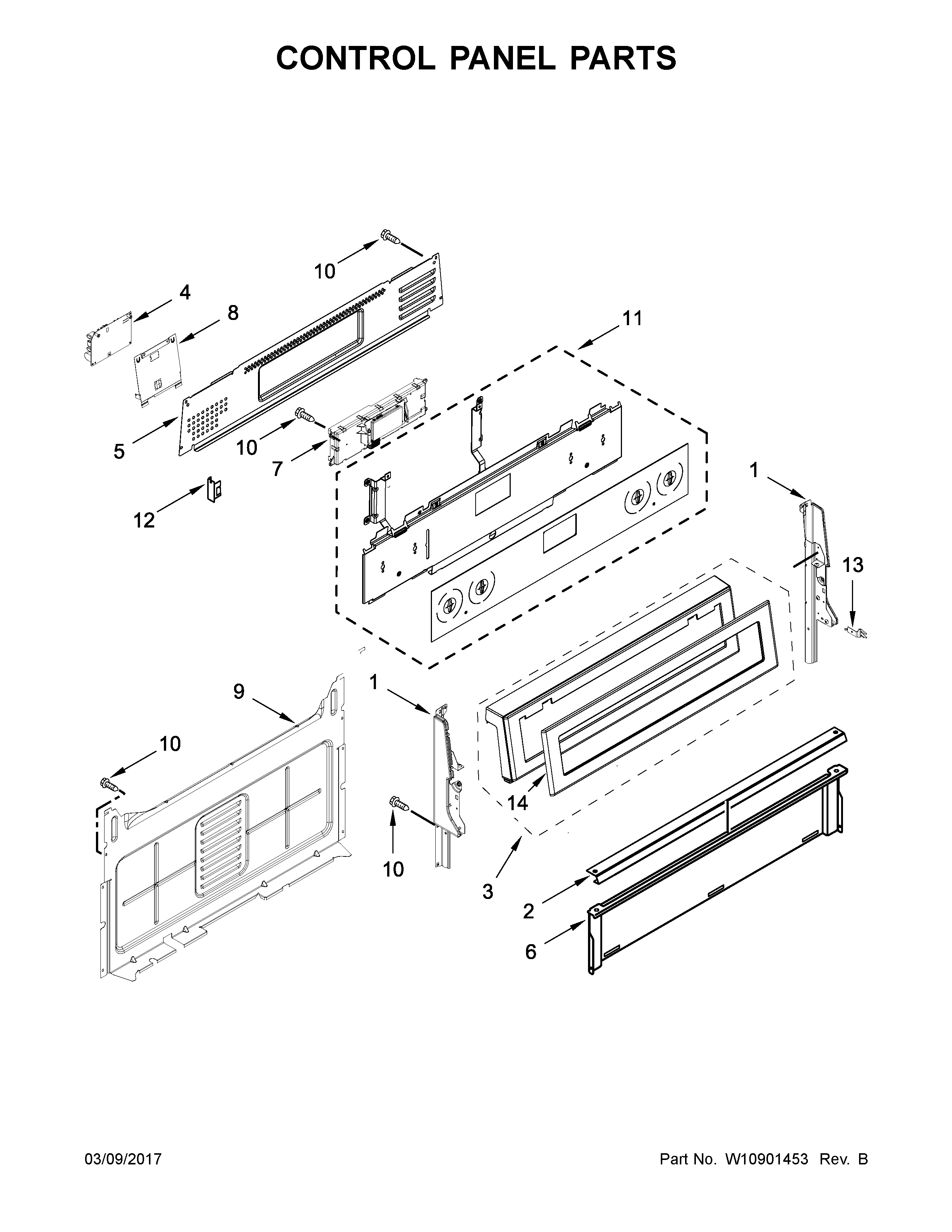 KitchenAid KFGS530ESS1 control panel parts diagram