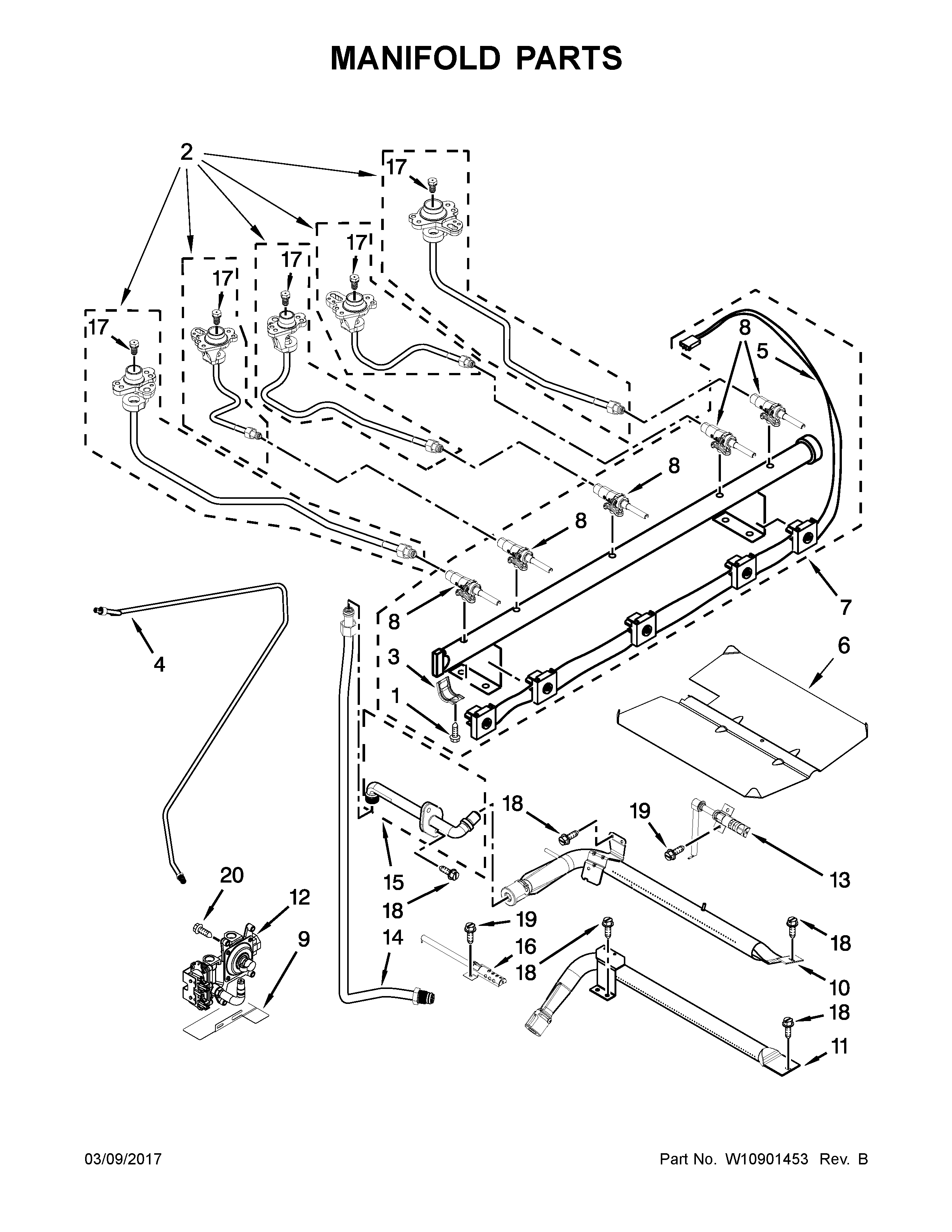 KitchenAid KFGS530ESS1 manifold parts diagram