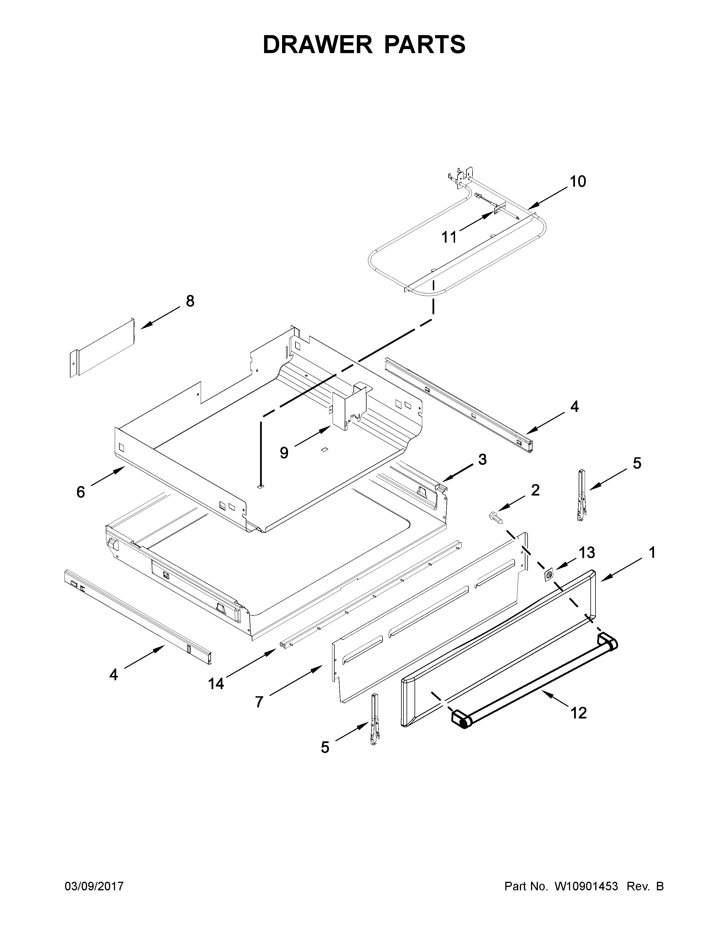 KitchenAid KFGS530ESS1 drawer parts diagram