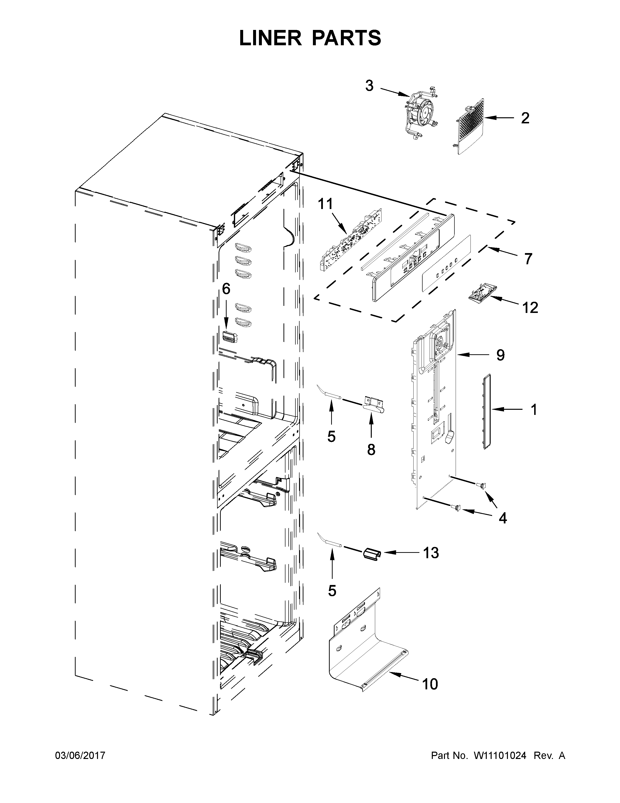 Whirlpool URB551WNGZ0 liner parts diagram