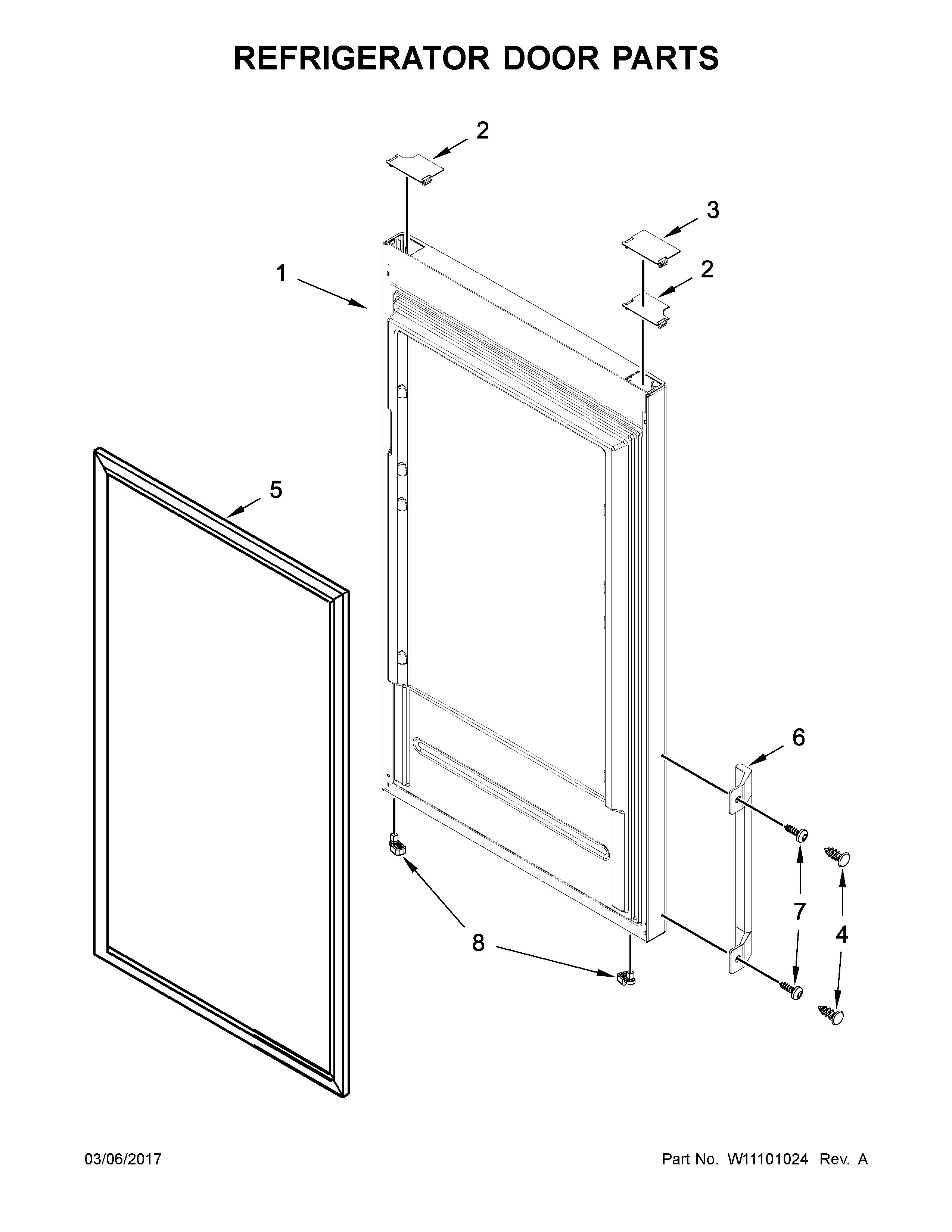 Whirlpool URB551WNGZ0 refrigerator door parts diagram