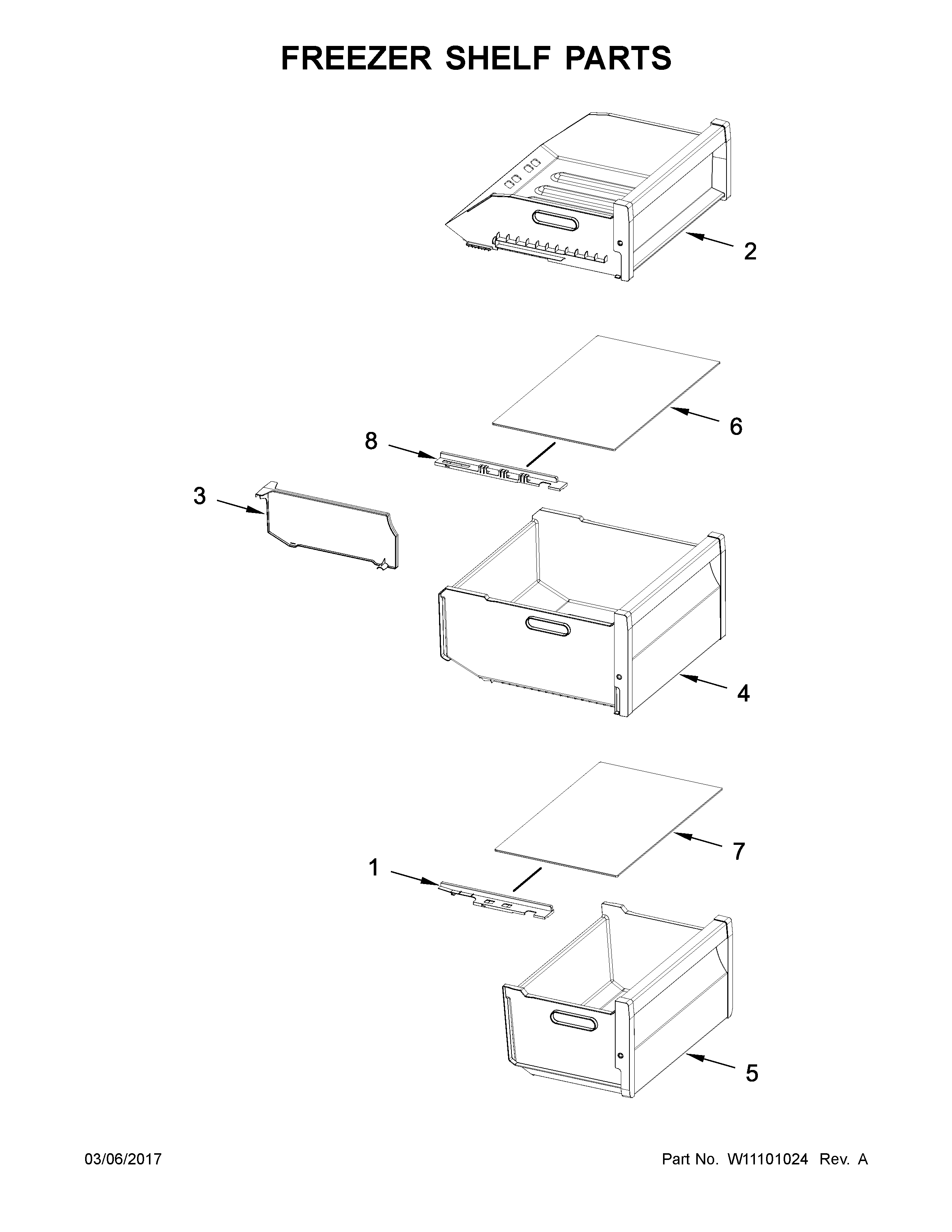 Whirlpool URB551WNGZ0 freezer shelf parts diagram