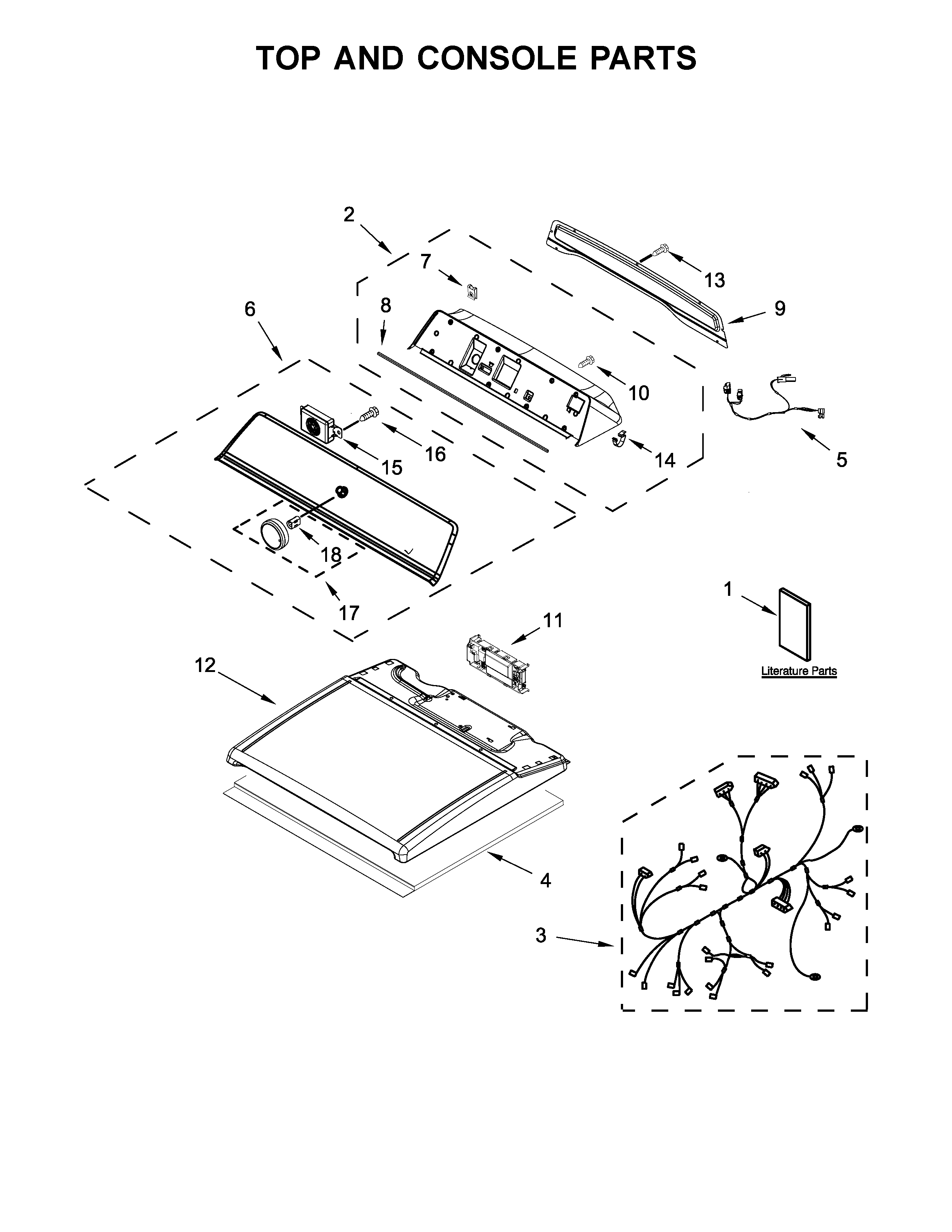 Maytag MGDB835DW0 top and console parts diagram