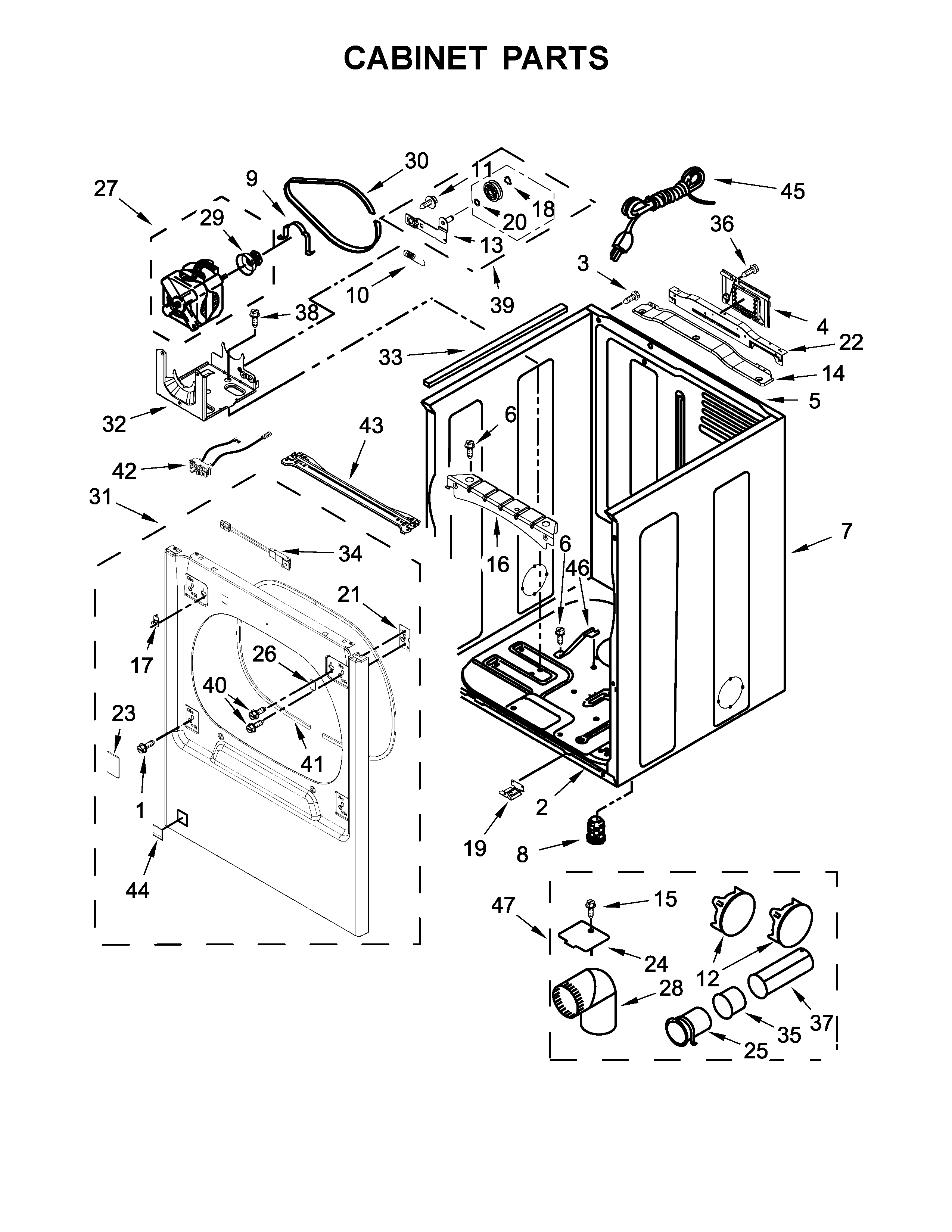Maytag MGDB835DW0 cabinet parts diagram