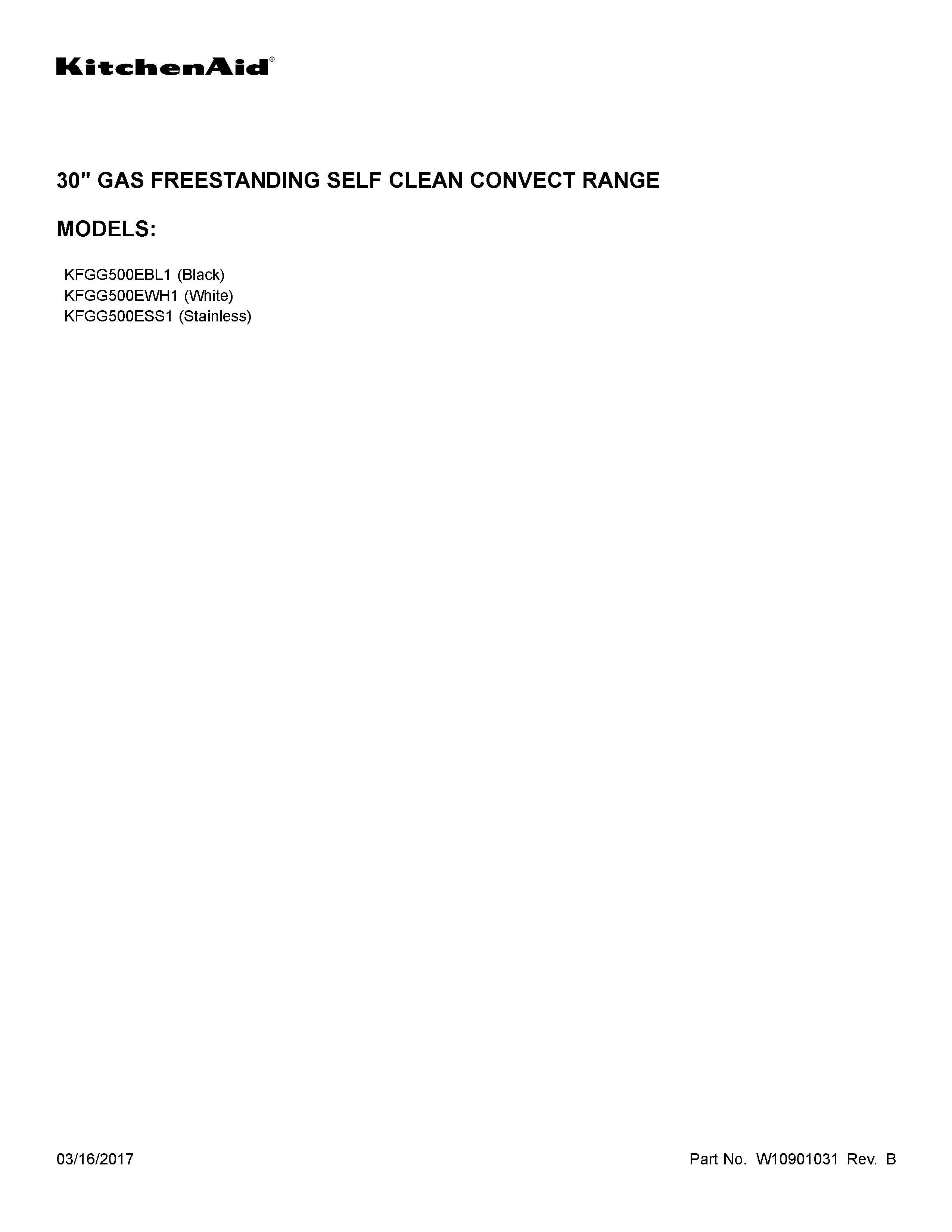 KitchenAid KFGG500EBL1 cover sheet diagram