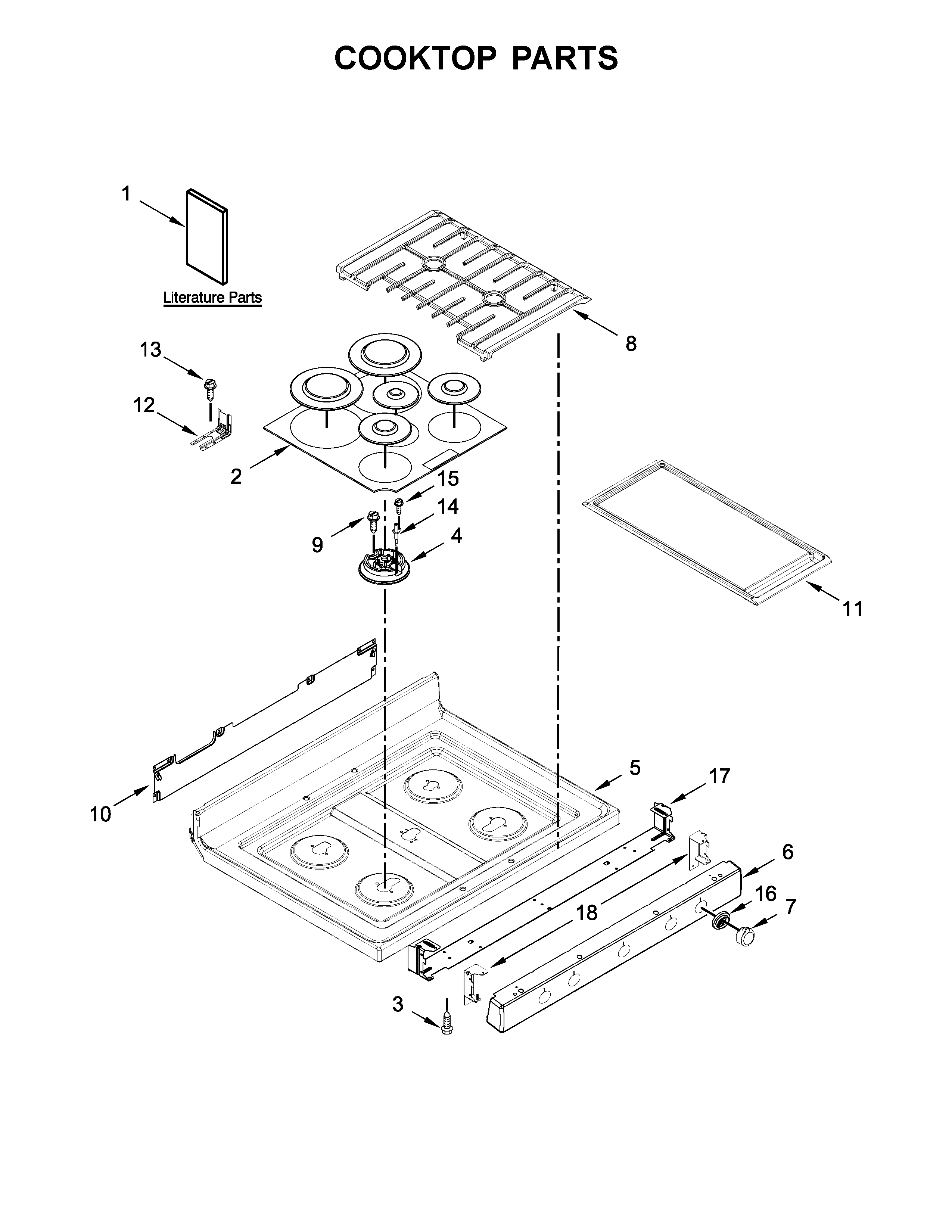 KitchenAid KFGG500EBL1 cooktop parts diagram