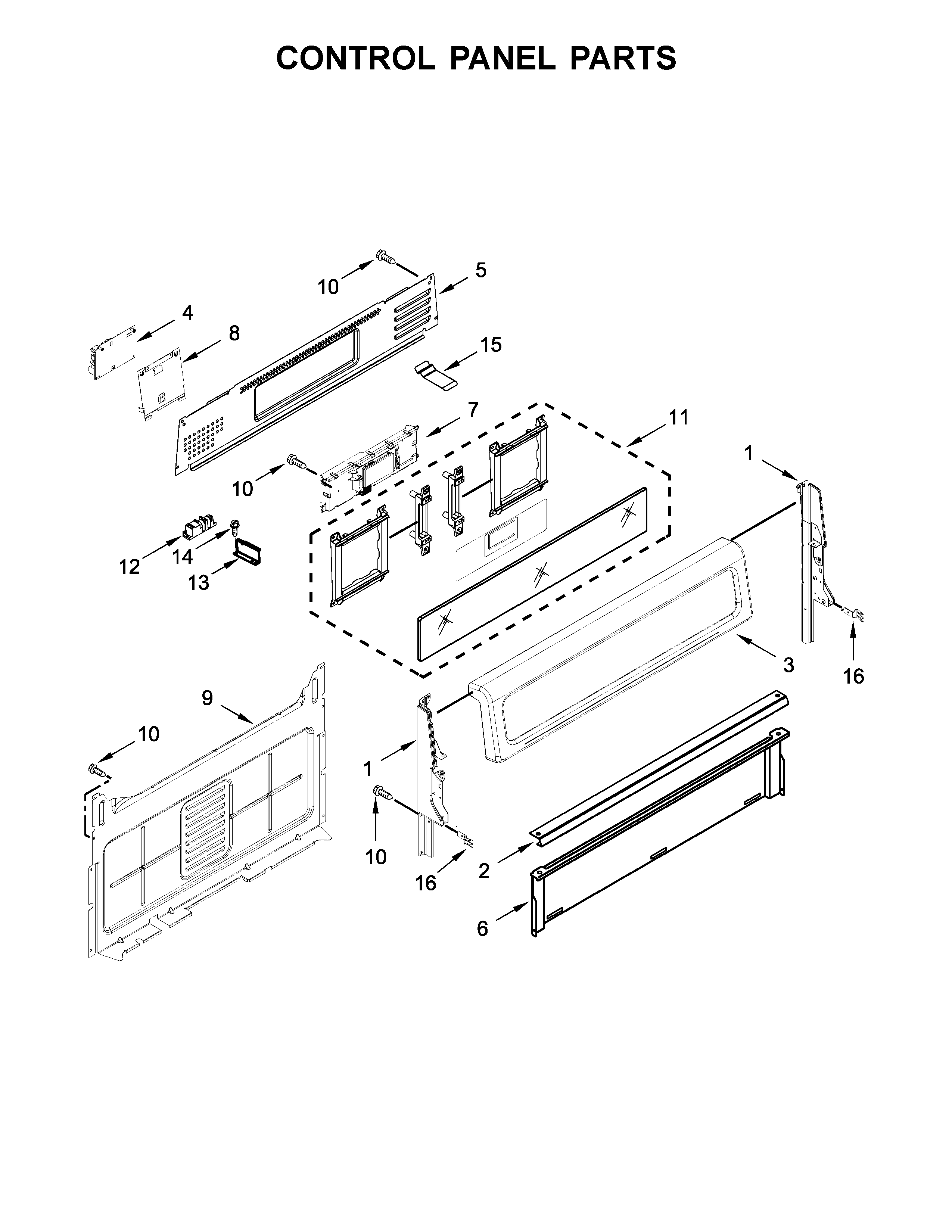 KitchenAid KFGG500EBL1 control panel parts diagram