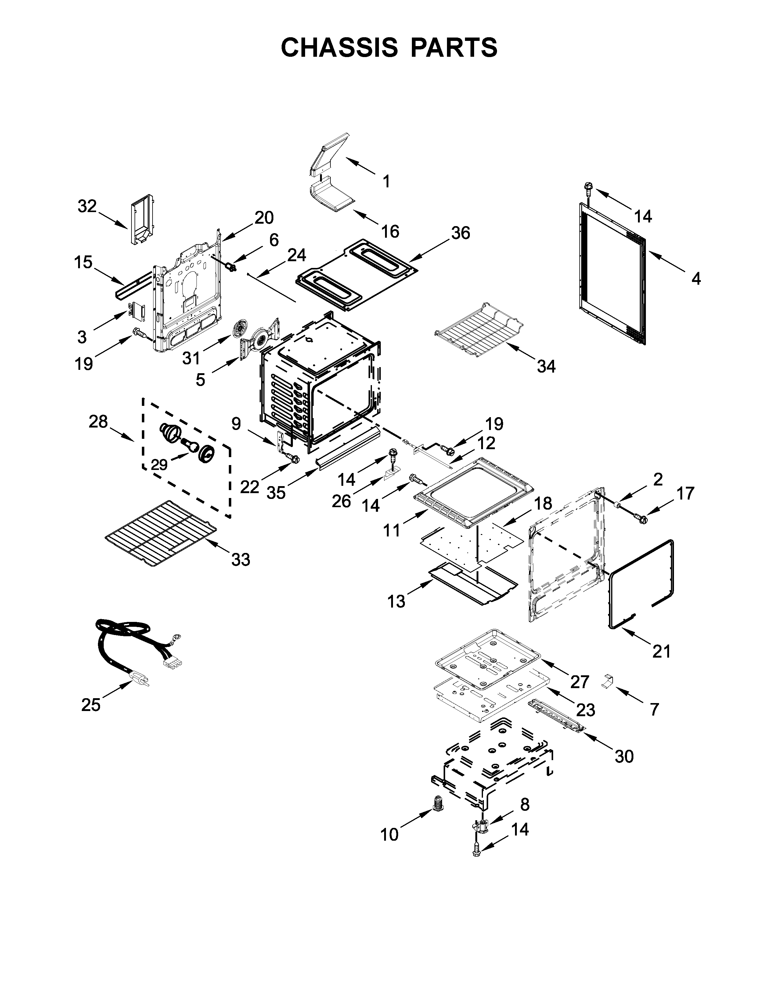 KitchenAid KFGG500EBL1 chassis parts diagram