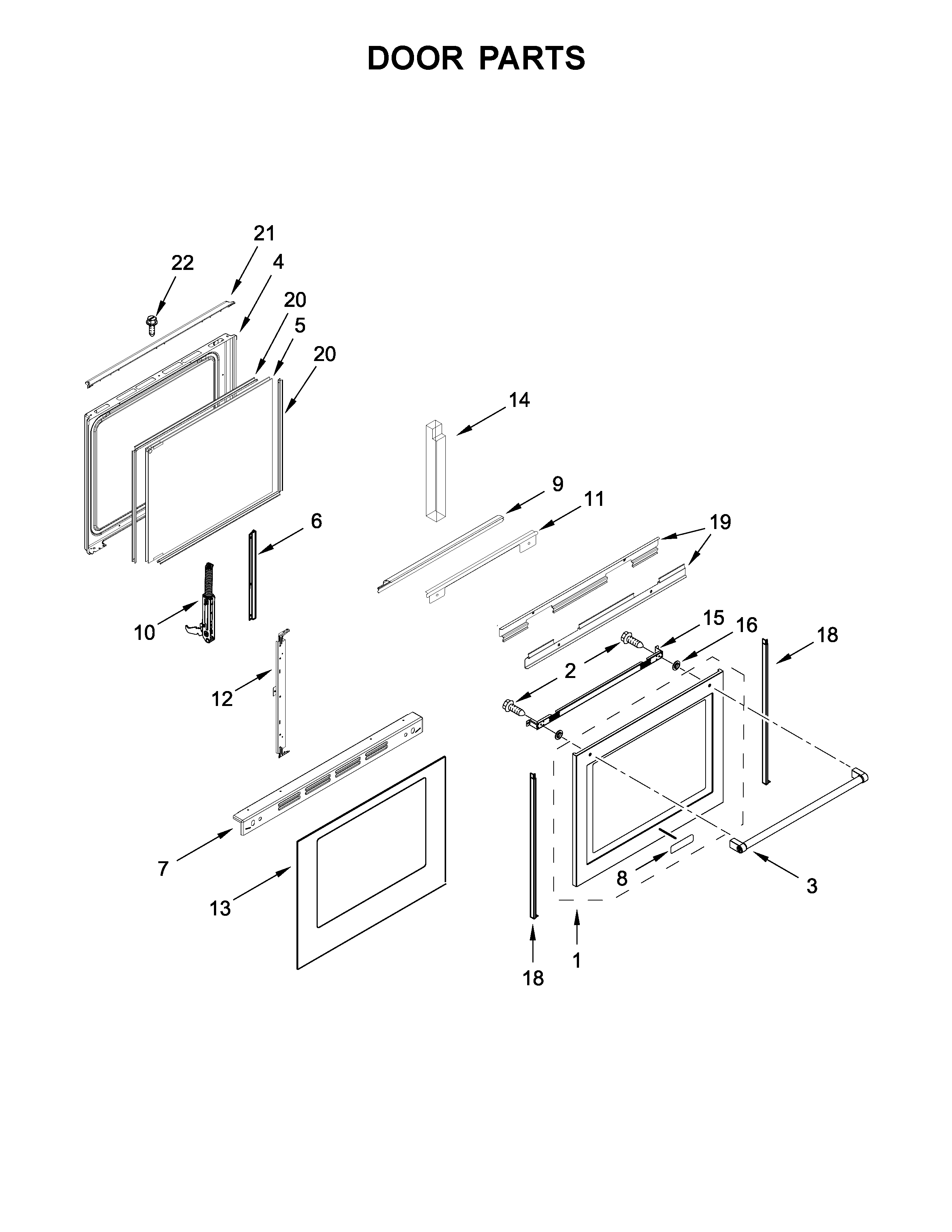 KitchenAid KFGG500EBL1 door parts diagram