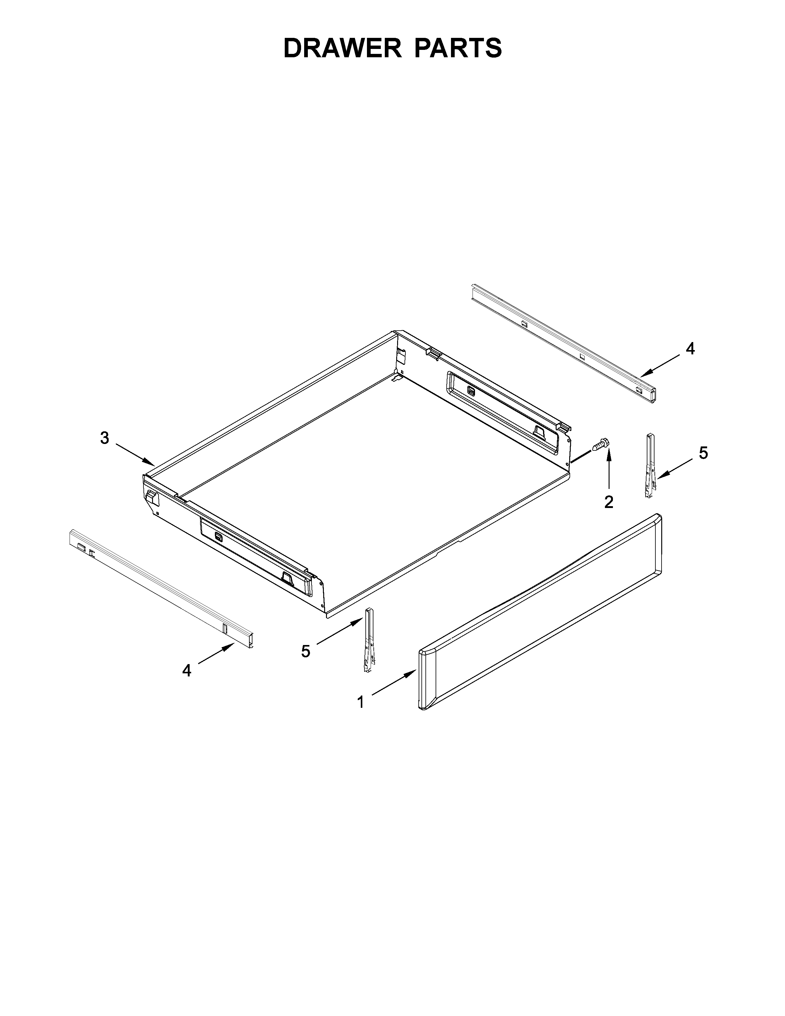KitchenAid KFGG500EBL1 drawer parts diagram