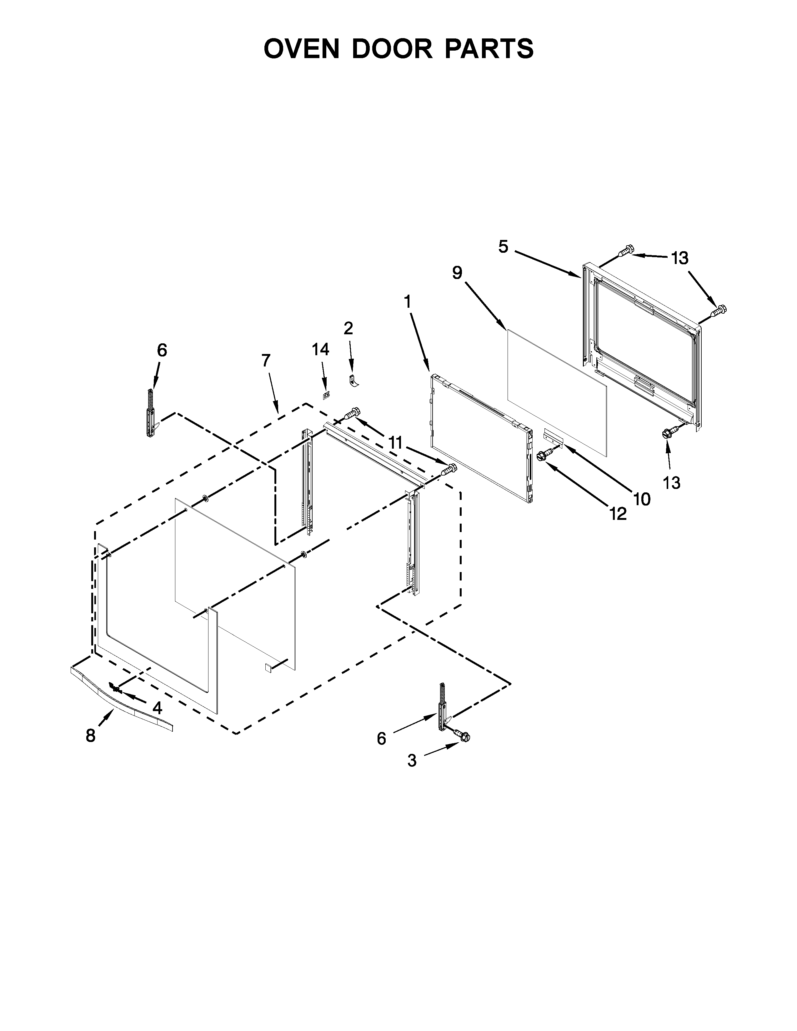 Whirlpool WOS97ES0ES02 oven door parts diagram