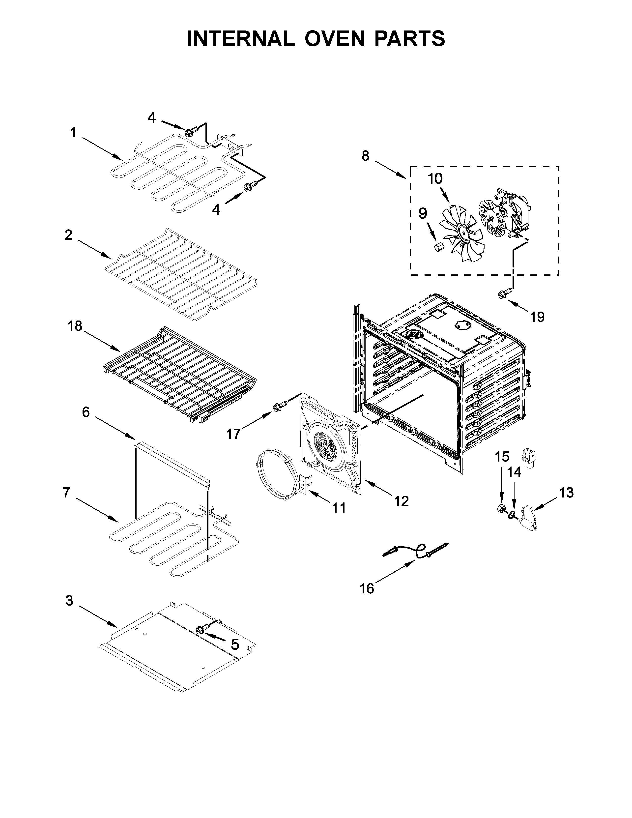 Whirlpool WOS97ES0ES02 internal oven parts diagram