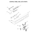 Whirlpool WDP370PAHW0 control panel and latch parts diagram