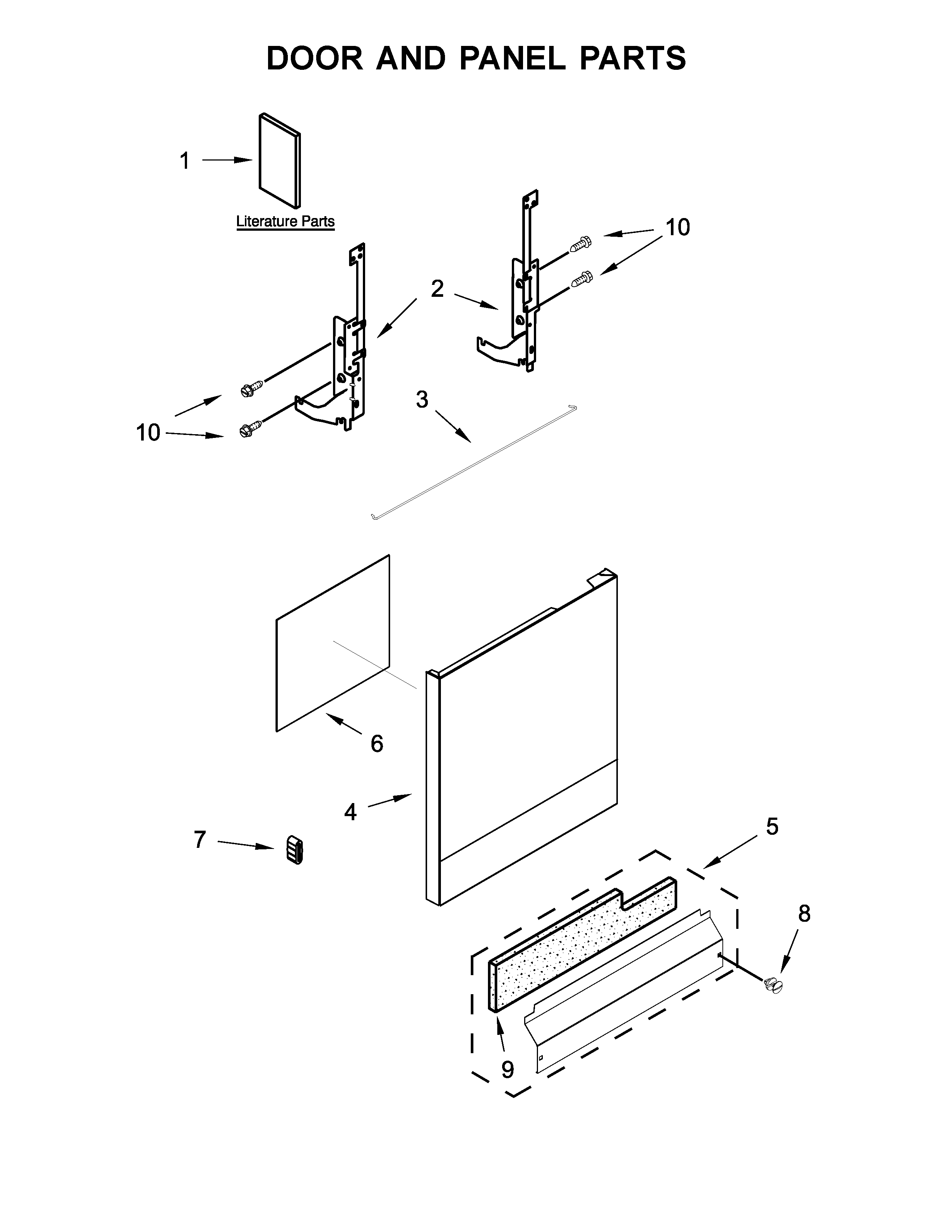 Whirlpool WDF330PAHS0 door and panel parts diagram